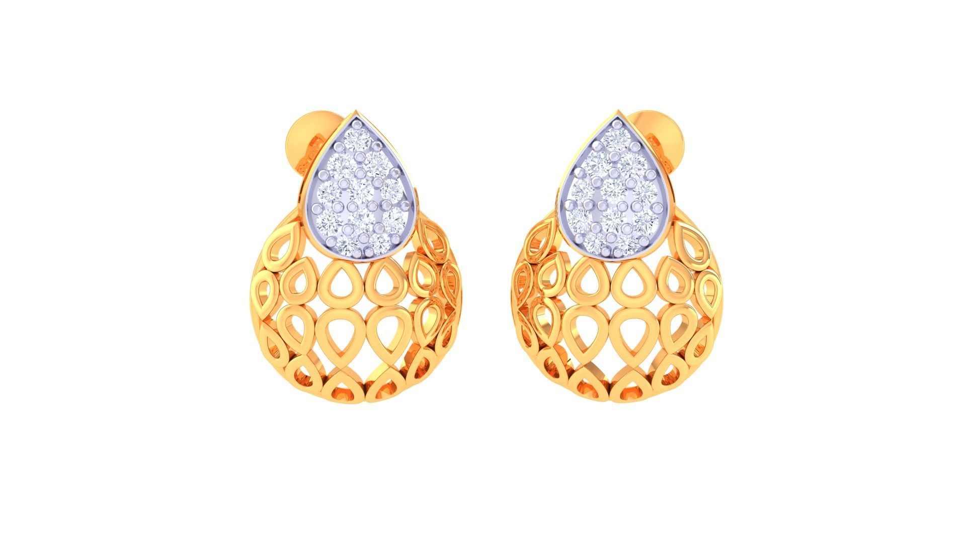 High Jewelry Diamond Studs Earrings 3dm stl 3mf obj glb gltf mtl 3D print model_1