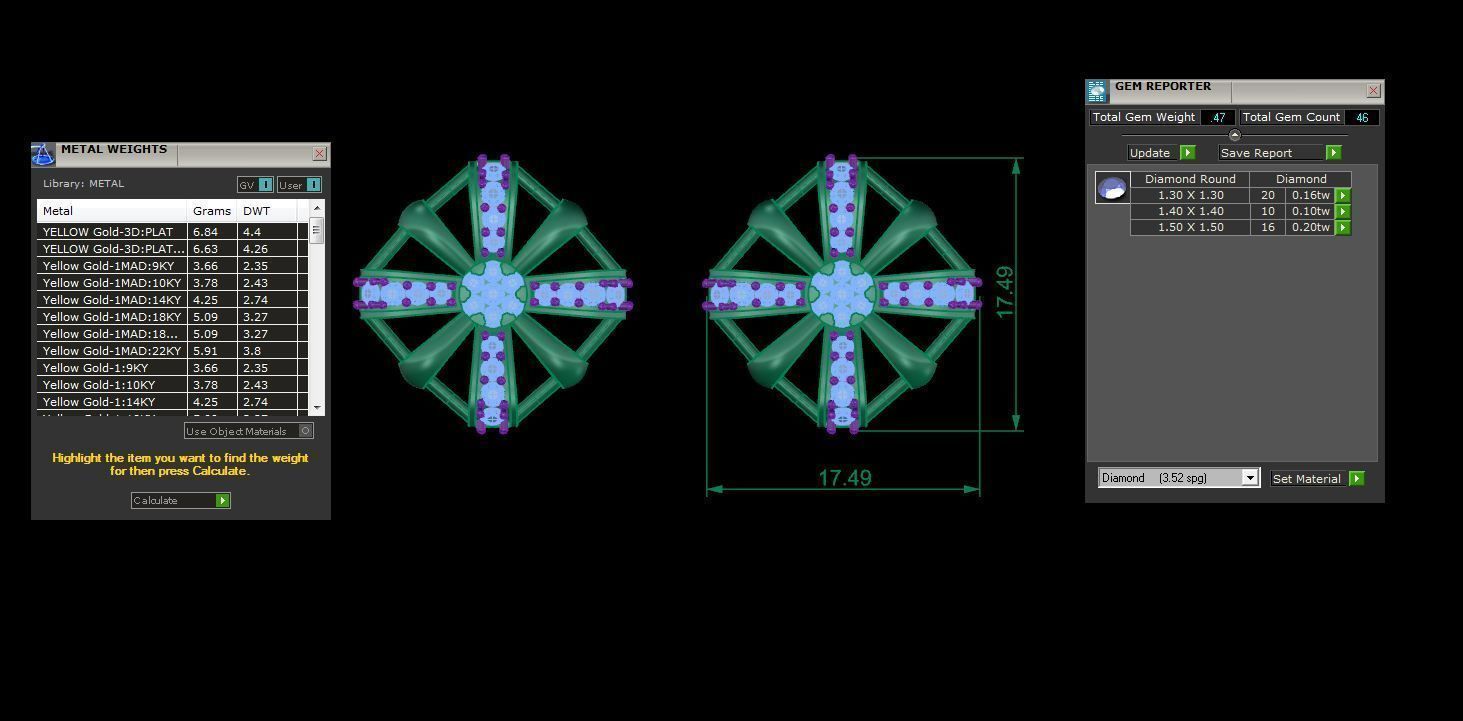 High Jewelry Flower Diamond Studs Earrings 3dm stl 3mf obj glb 3D print model_3