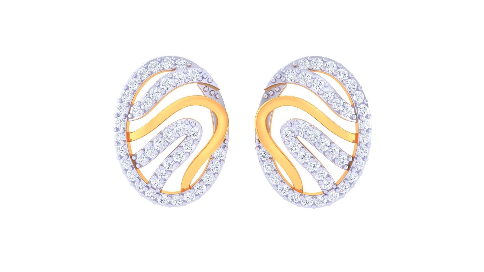 High Jewelry Diamond Studs Earrings 3dm stl 3mf obj glb gltf mtl 3D print model_5