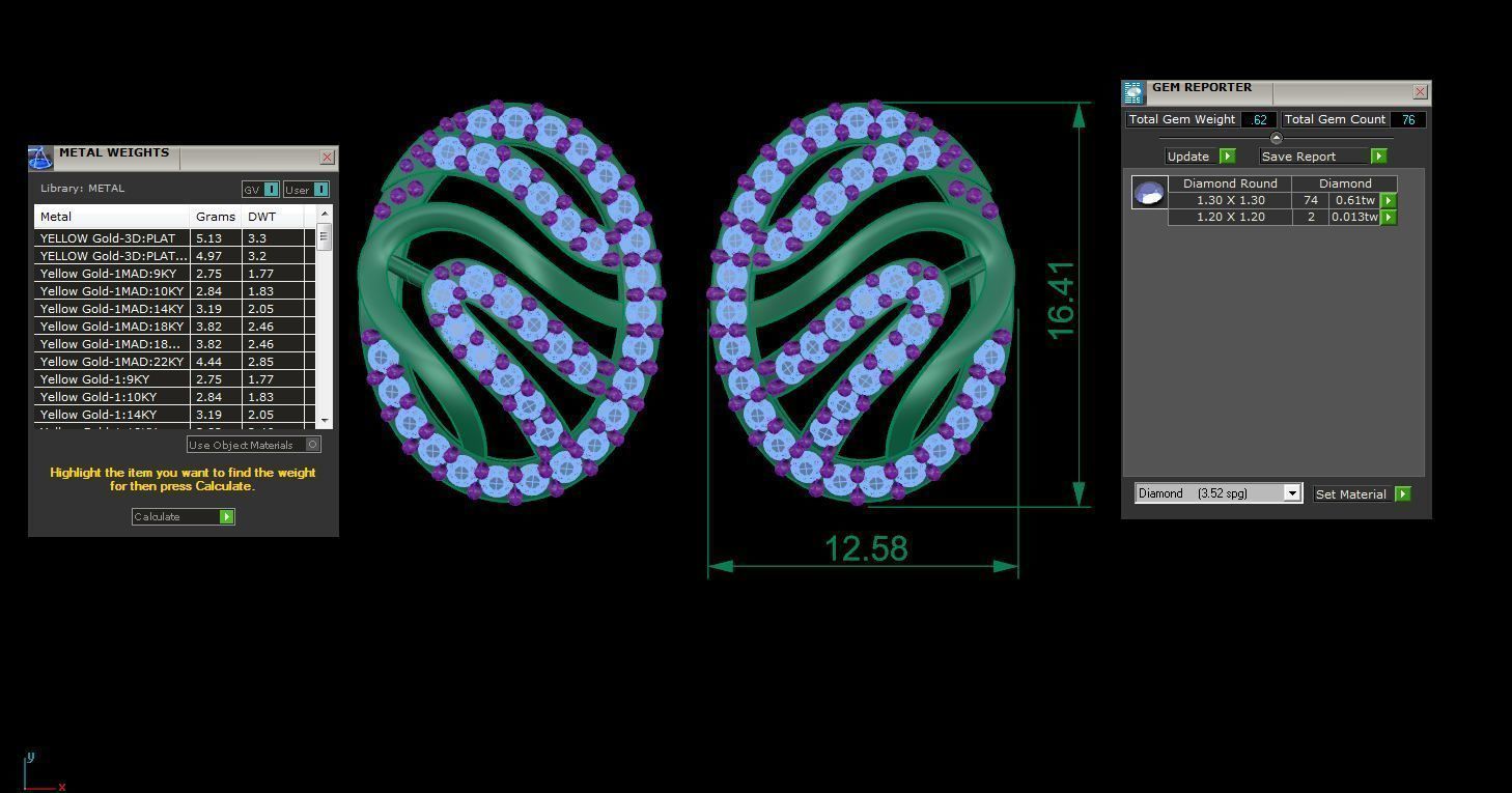 High Jewelry Diamond Studs Earrings 3dm stl 3mf obj glb gltf mtl 3D print model_4