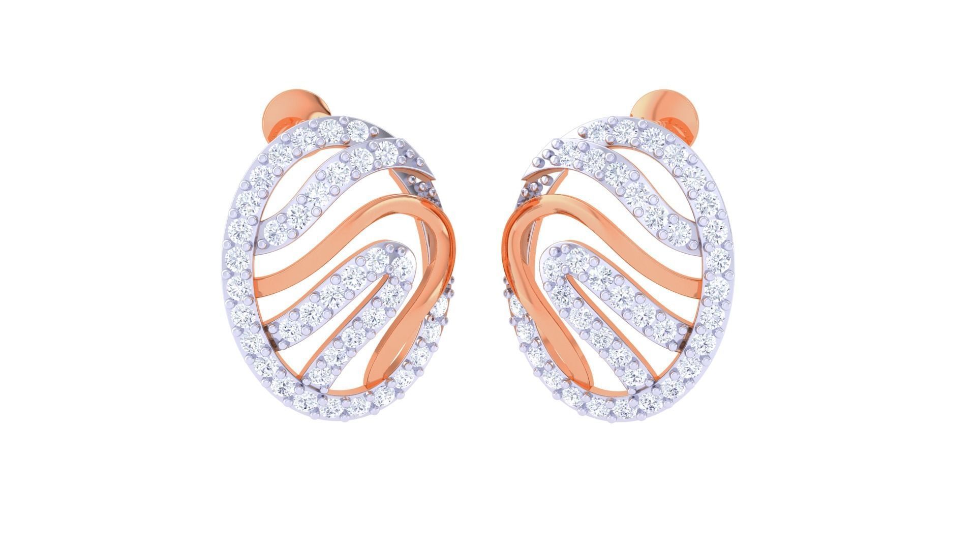 High Jewelry Diamond Studs Earrings 3dm stl 3mf obj glb gltf mtl 3D print model_1