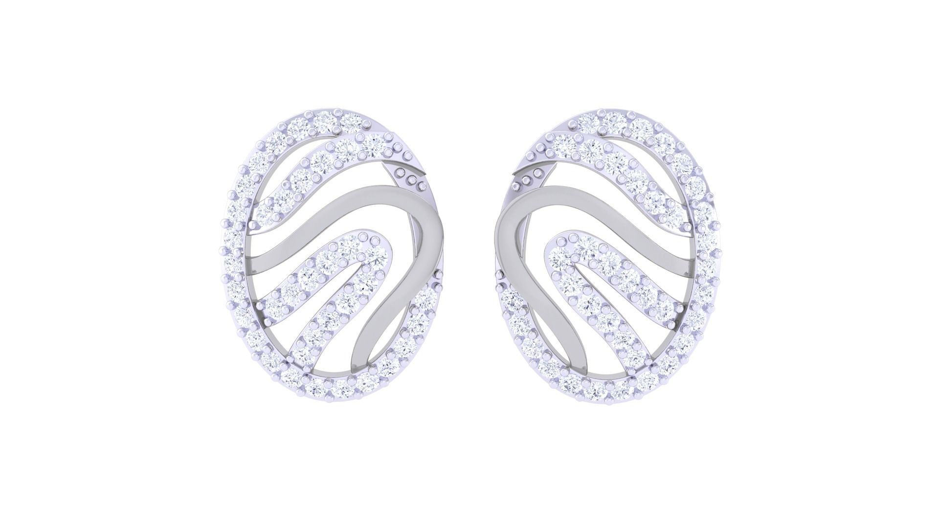 High Jewelry Diamond Studs Earrings 3dm stl 3mf obj glb gltf mtl 3D print model_6