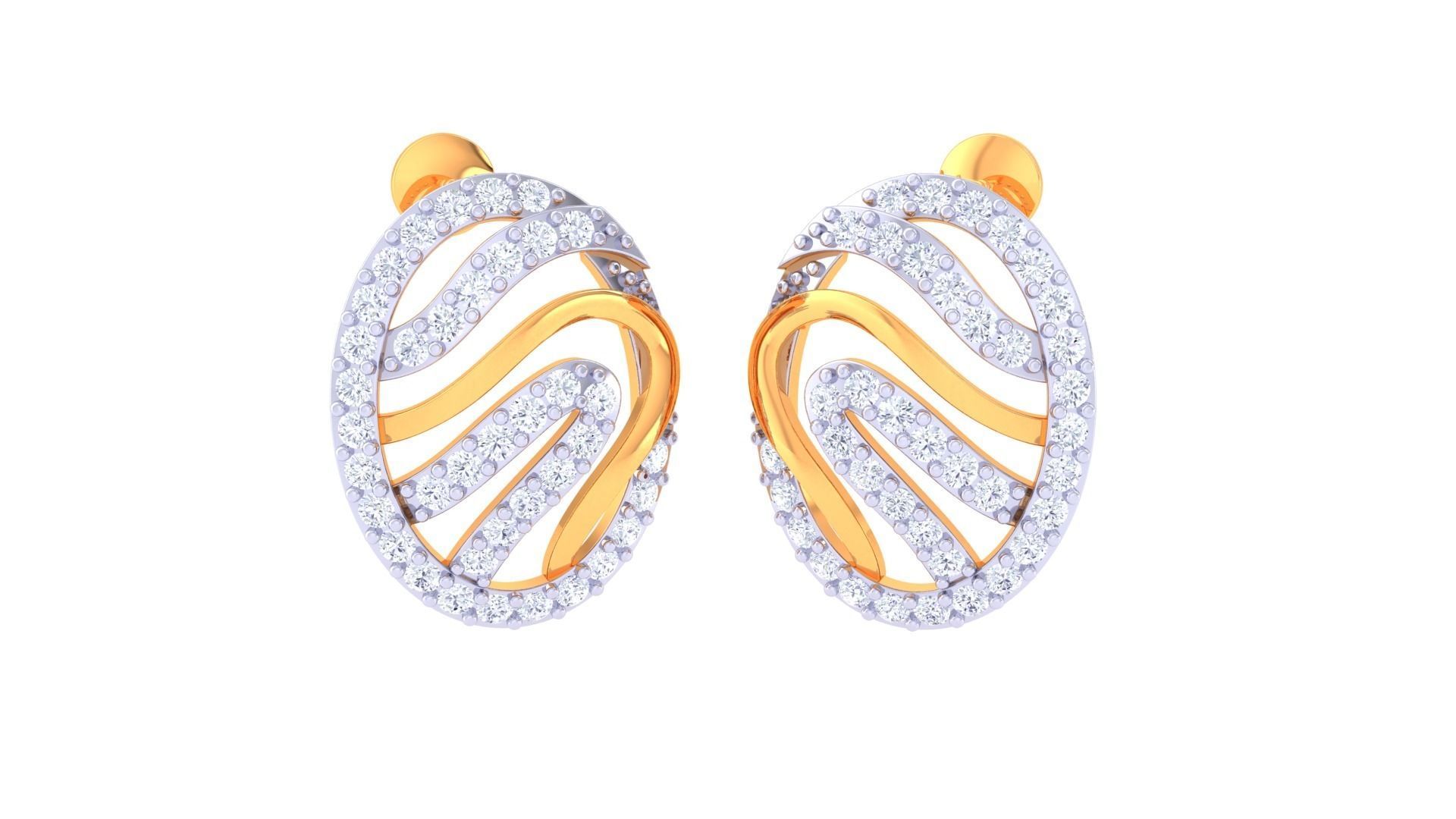 High Jewelry Diamond Studs Earrings 3dm stl 3mf obj glb gltf mtl 3D print model_3