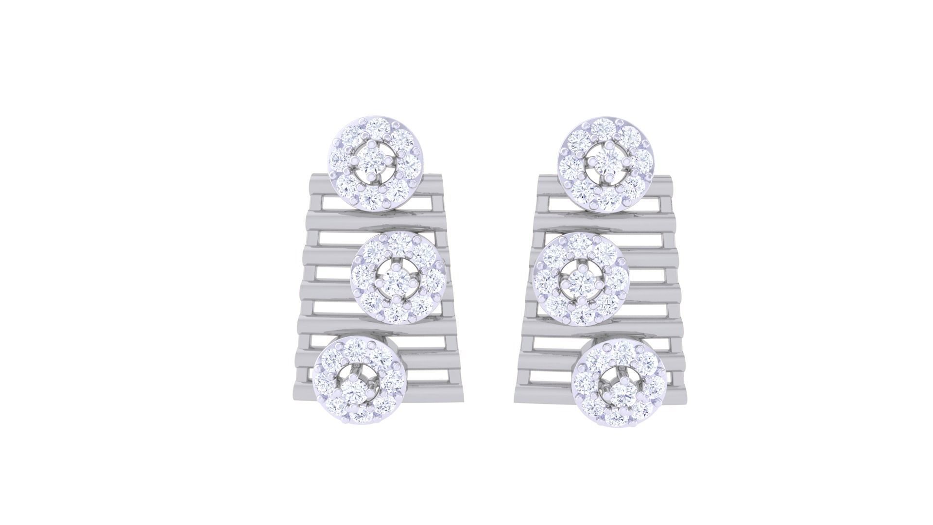High Jewelry Diamond Studs Earrings 3dm stl 3mf obj glb gltf mtl 3D print model_6