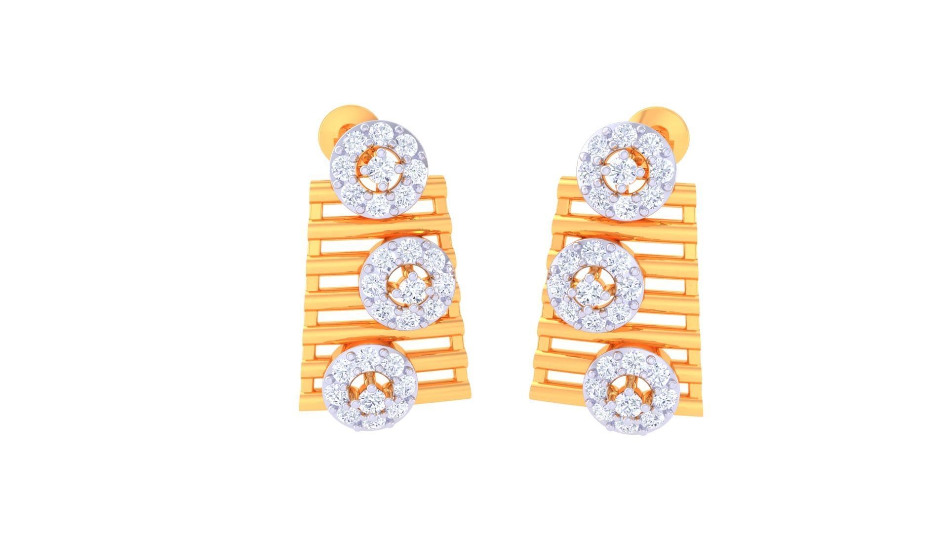 High Jewelry Diamond Studs Earrings 3dm stl 3mf obj glb gltf mtl 3D print model_2