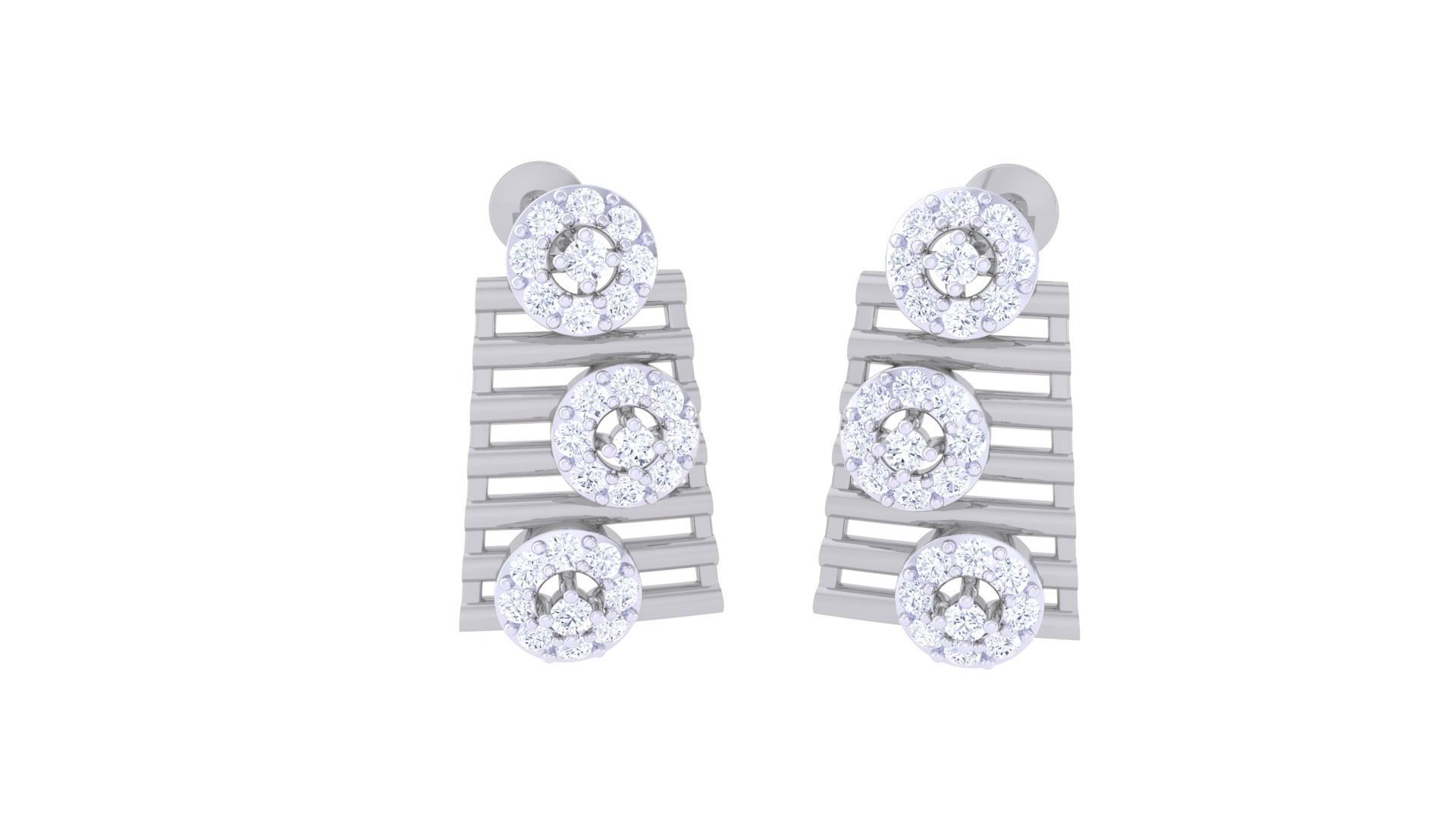 High Jewelry Diamond Studs Earrings 3dm stl 3mf obj glb gltf mtl 3D print model_1
