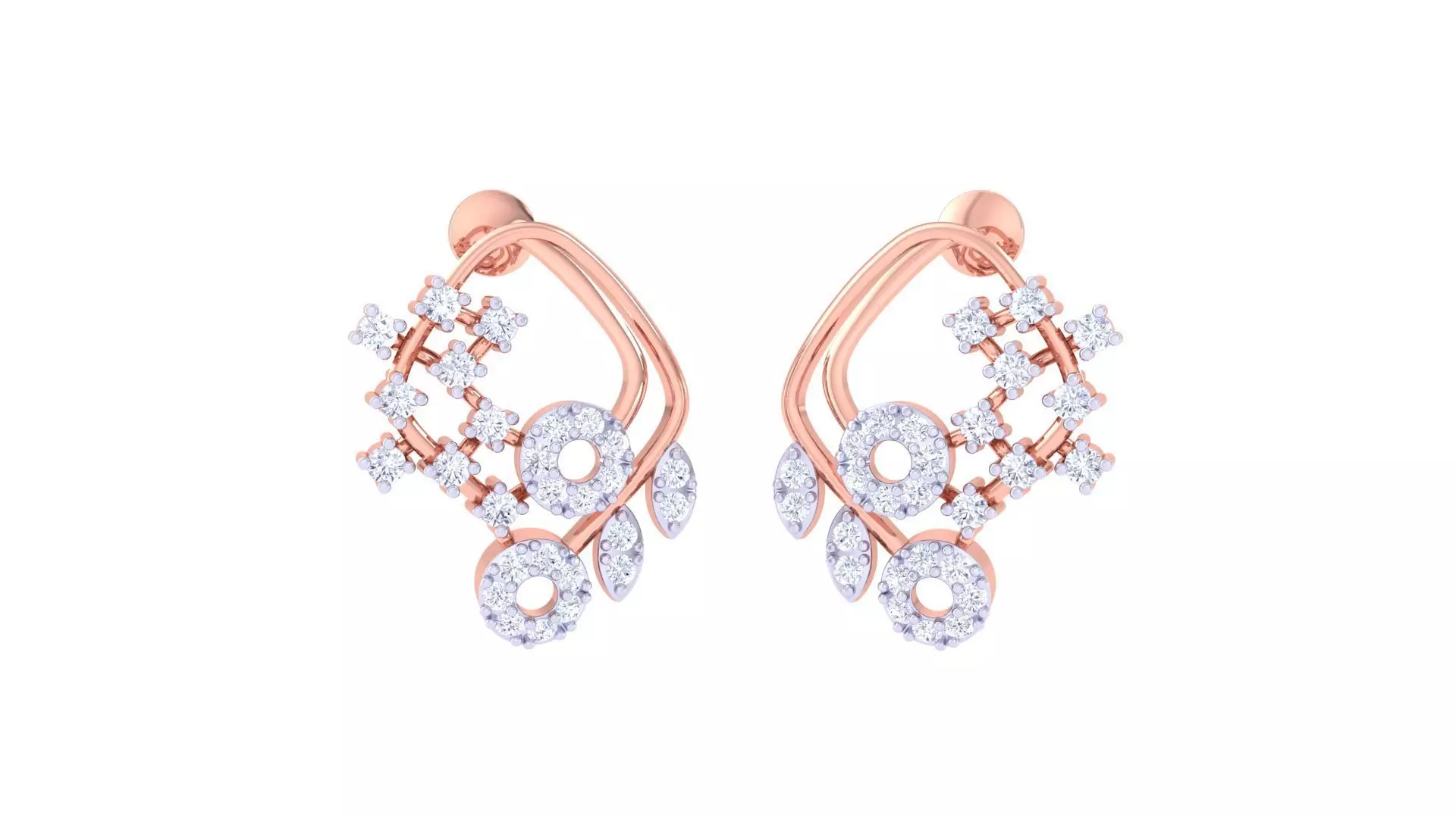 High Jewelry Diamond Studs Earrings 3dm stl 3mf obj glb gltf mtl 3D print model_0