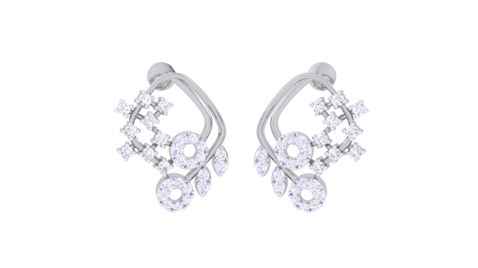 High Jewelry Diamond Studs Earrings 3dm stl 3mf obj glb gltf mtl 3D print model_4