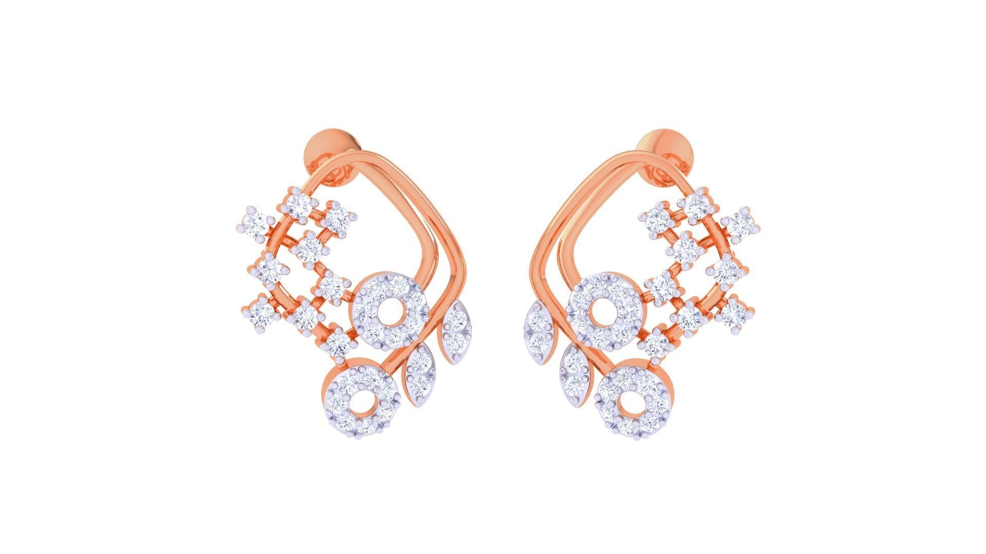 High Jewelry Diamond Studs Earrings 3dm stl 3mf obj glb gltf mtl 3D print model_2