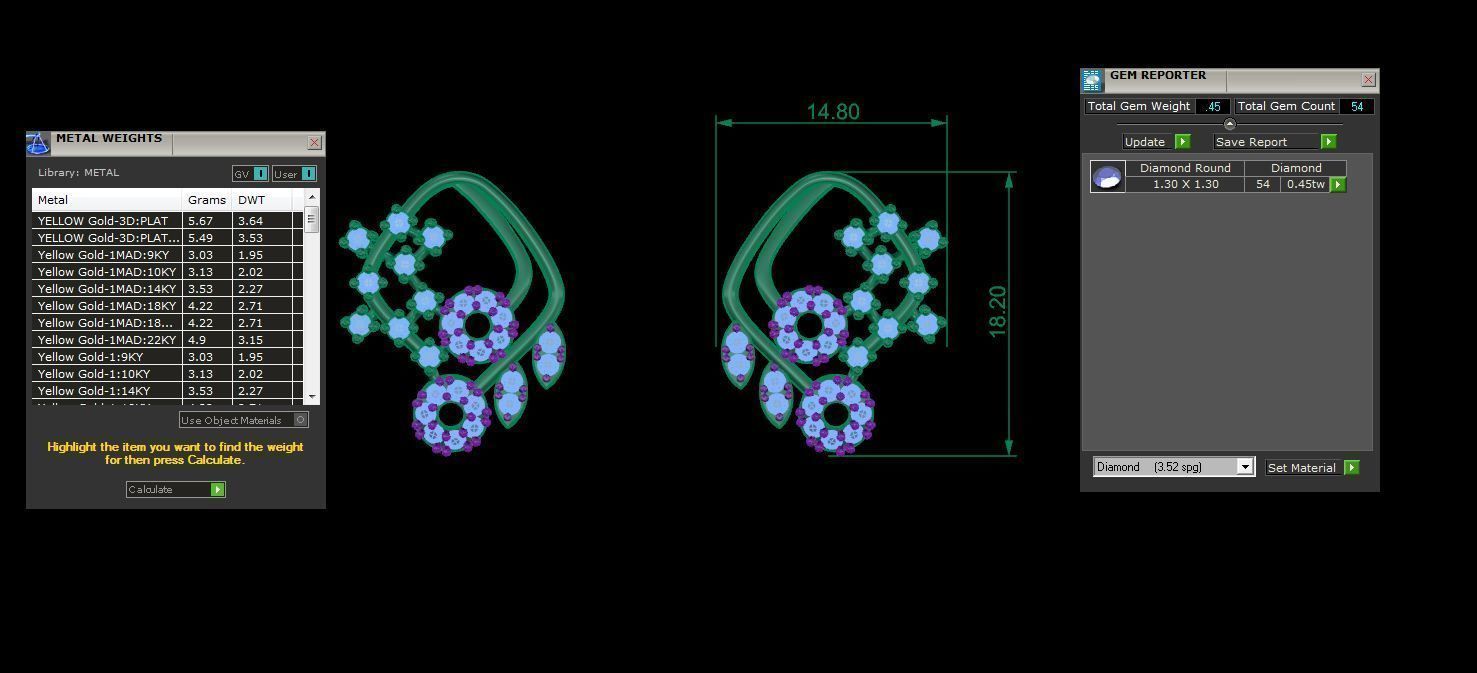 High Jewelry Diamond Studs Earrings 3dm stl 3mf obj glb gltf mtl 3D print model_3