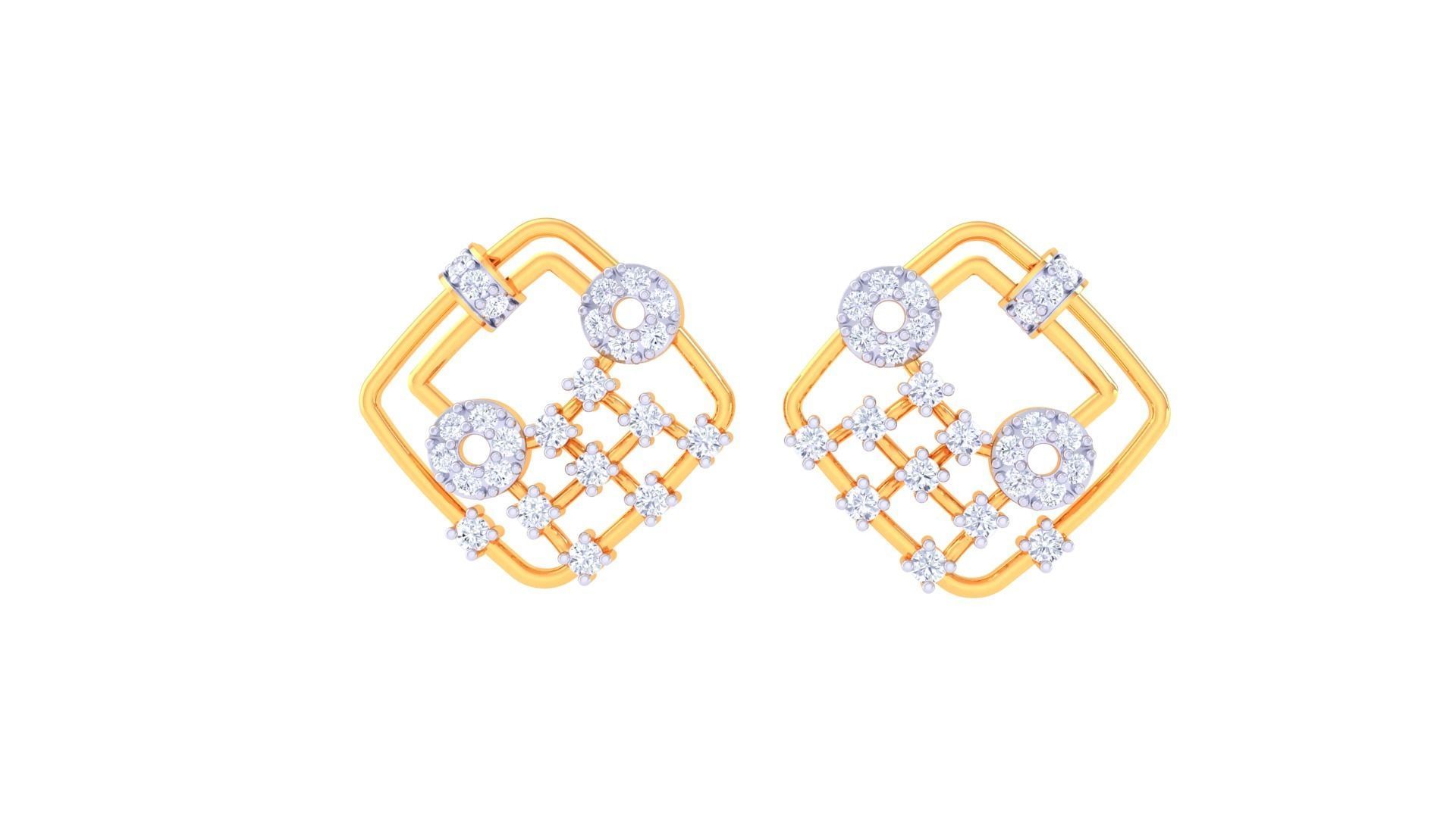 High Jewelry Diamond Studs Earrings 3dm stl 3mf obj glb gltf mtl 3D print model_5