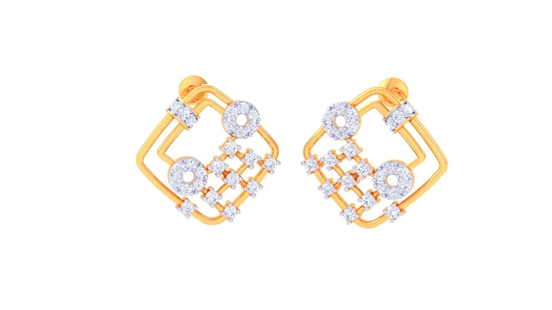 High Jewelry Diamond Studs Earrings 3dm stl 3mf obj glb gltf mtl 3D print model_2