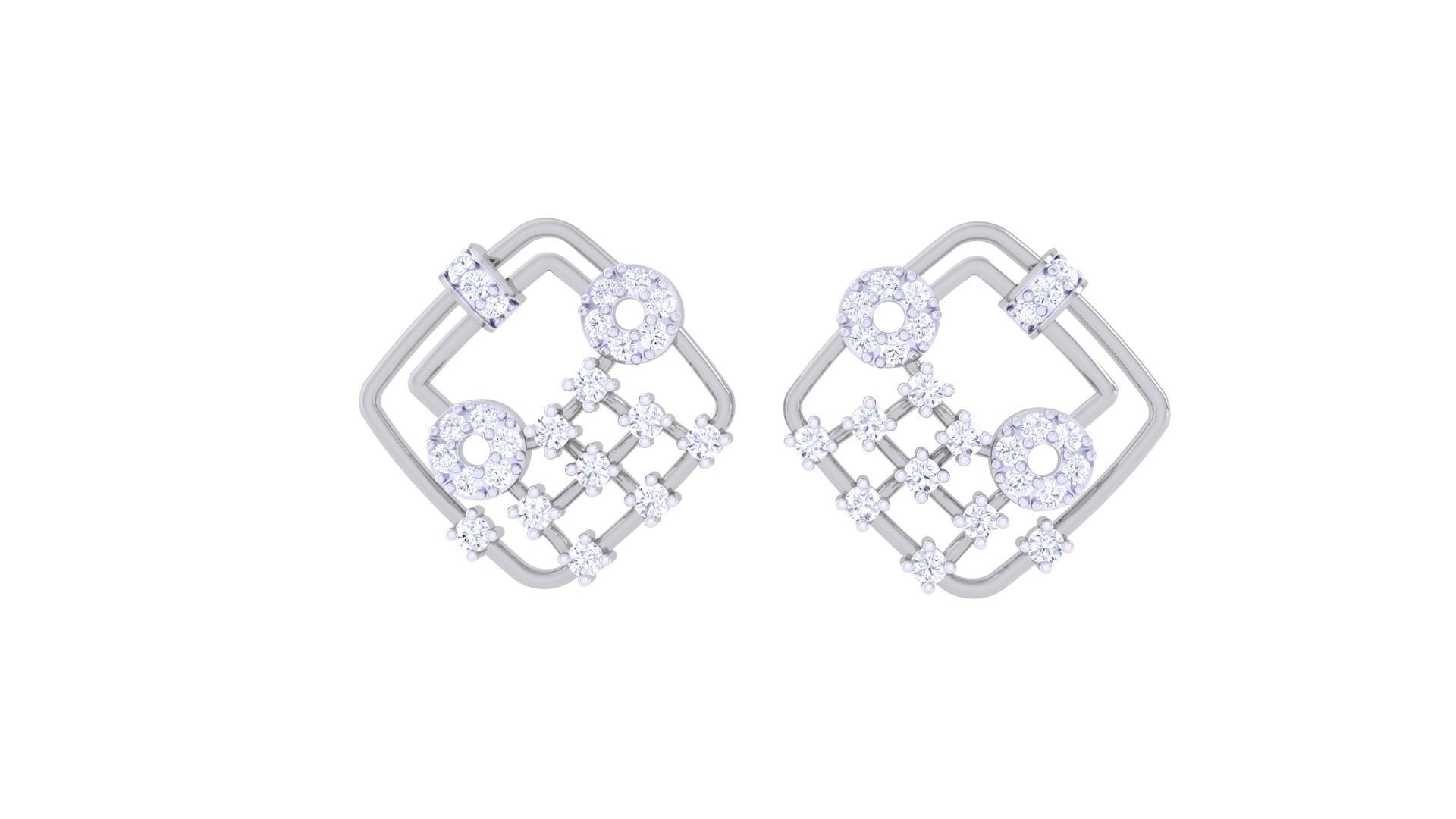 High Jewelry Diamond Studs Earrings 3dm stl 3mf obj glb gltf mtl 3D print model_7