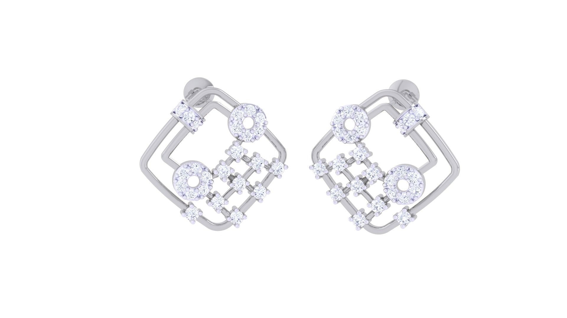 High Jewelry Diamond Studs Earrings 3dm stl 3mf obj glb gltf mtl 3D print model_1
