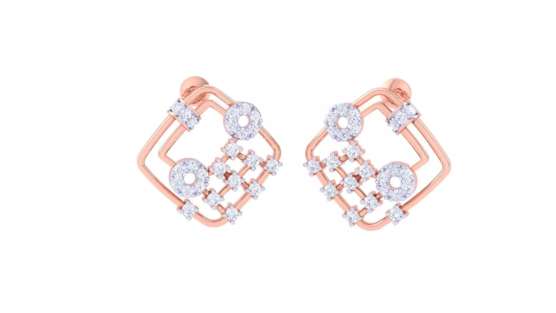 High Jewelry Diamond Studs Earrings 3dm stl 3mf obj glb gltf mtl 3D print model_0