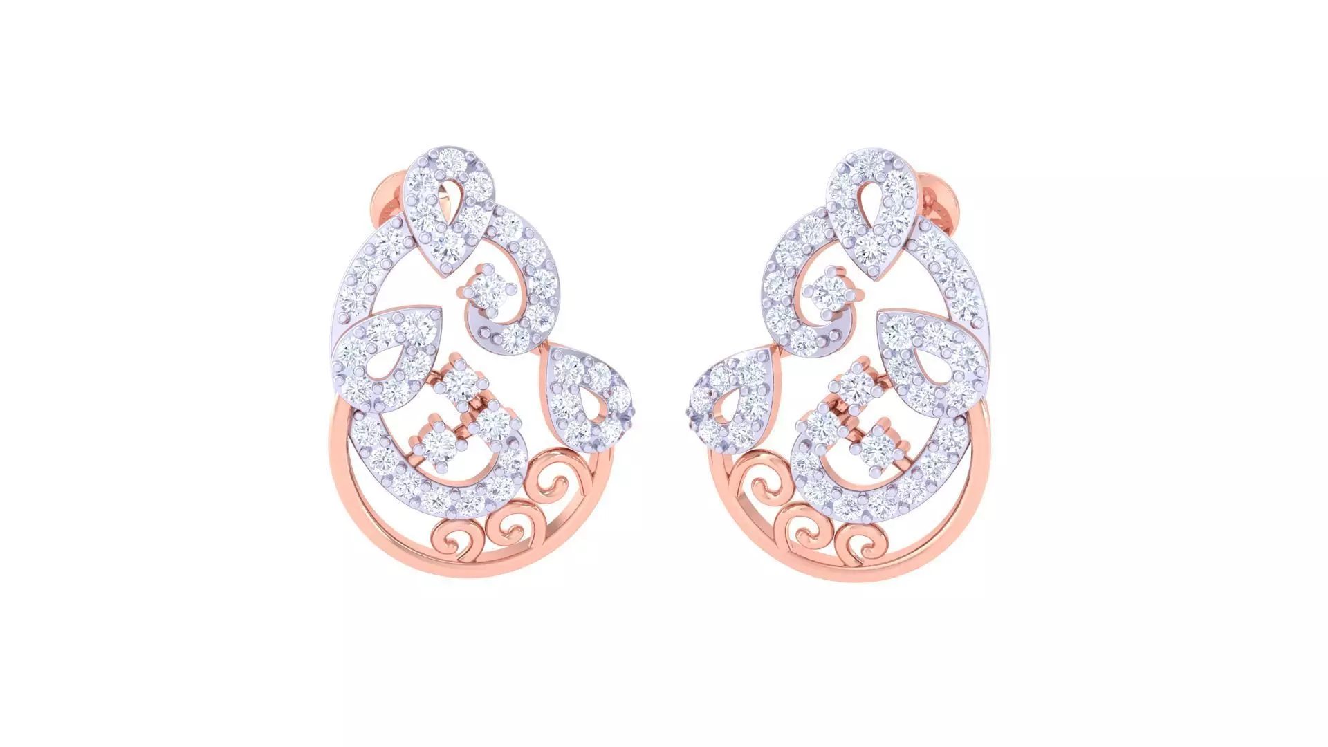 High Jewelry Diamond Studs Earrings 3dm stl 3mf obj glb gltf mtl 3D print model_0