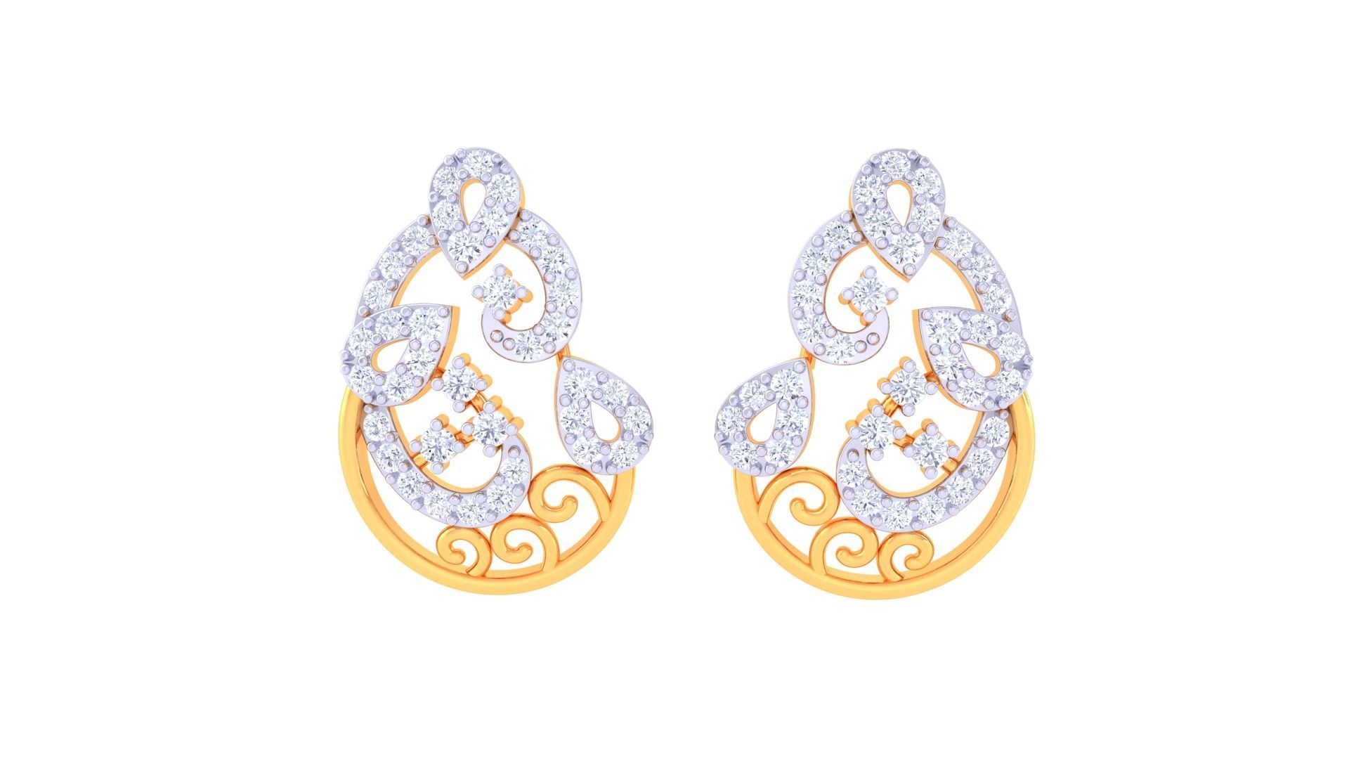 High Jewelry Diamond Studs Earrings 3dm stl 3mf obj glb gltf mtl 3D print model_6