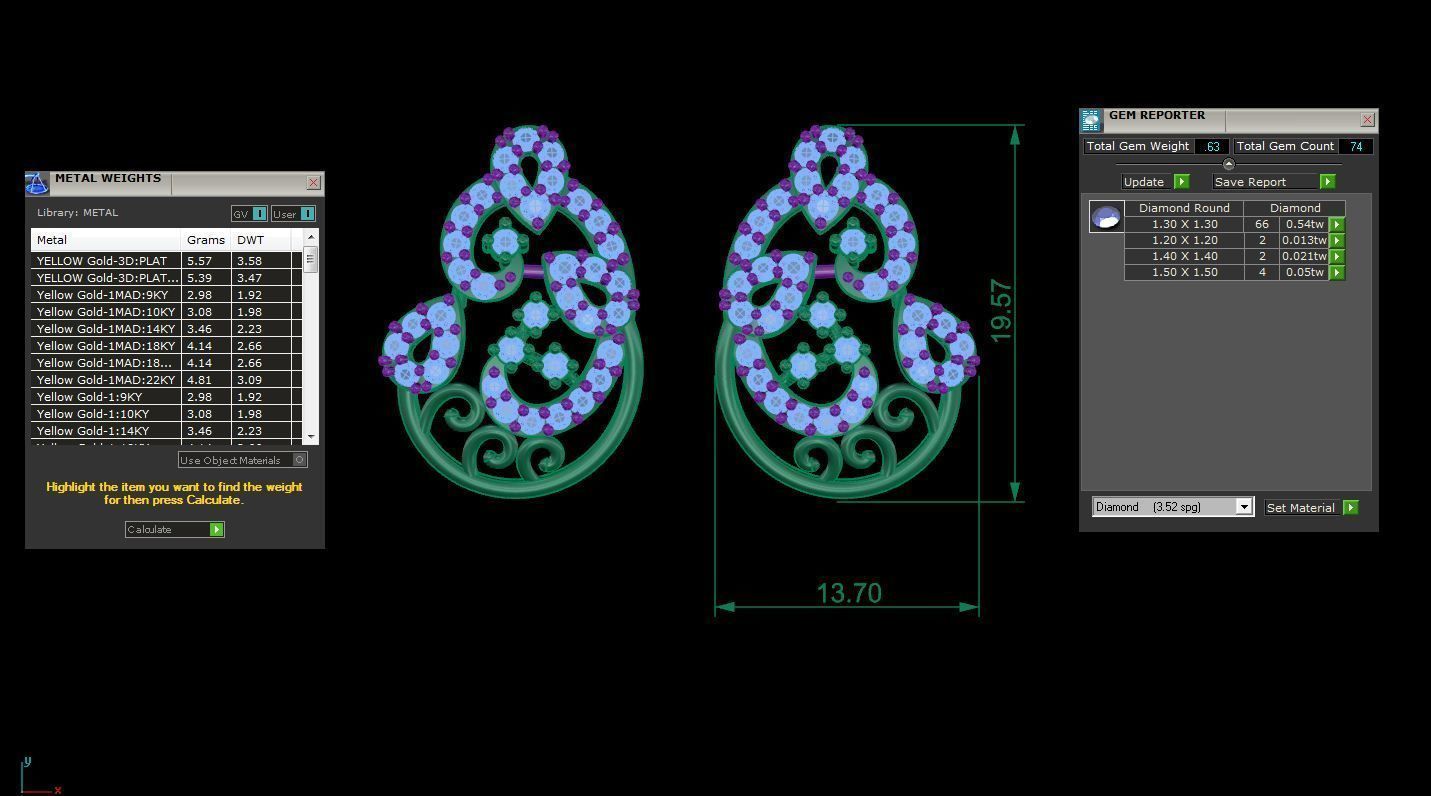 High Jewelry Diamond Studs Earrings 3dm stl 3mf obj glb gltf mtl 3D print model_4