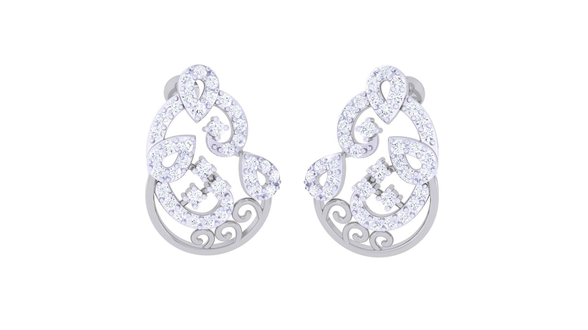 High Jewelry Diamond Studs Earrings 3dm stl 3mf obj glb gltf mtl 3D print model_3