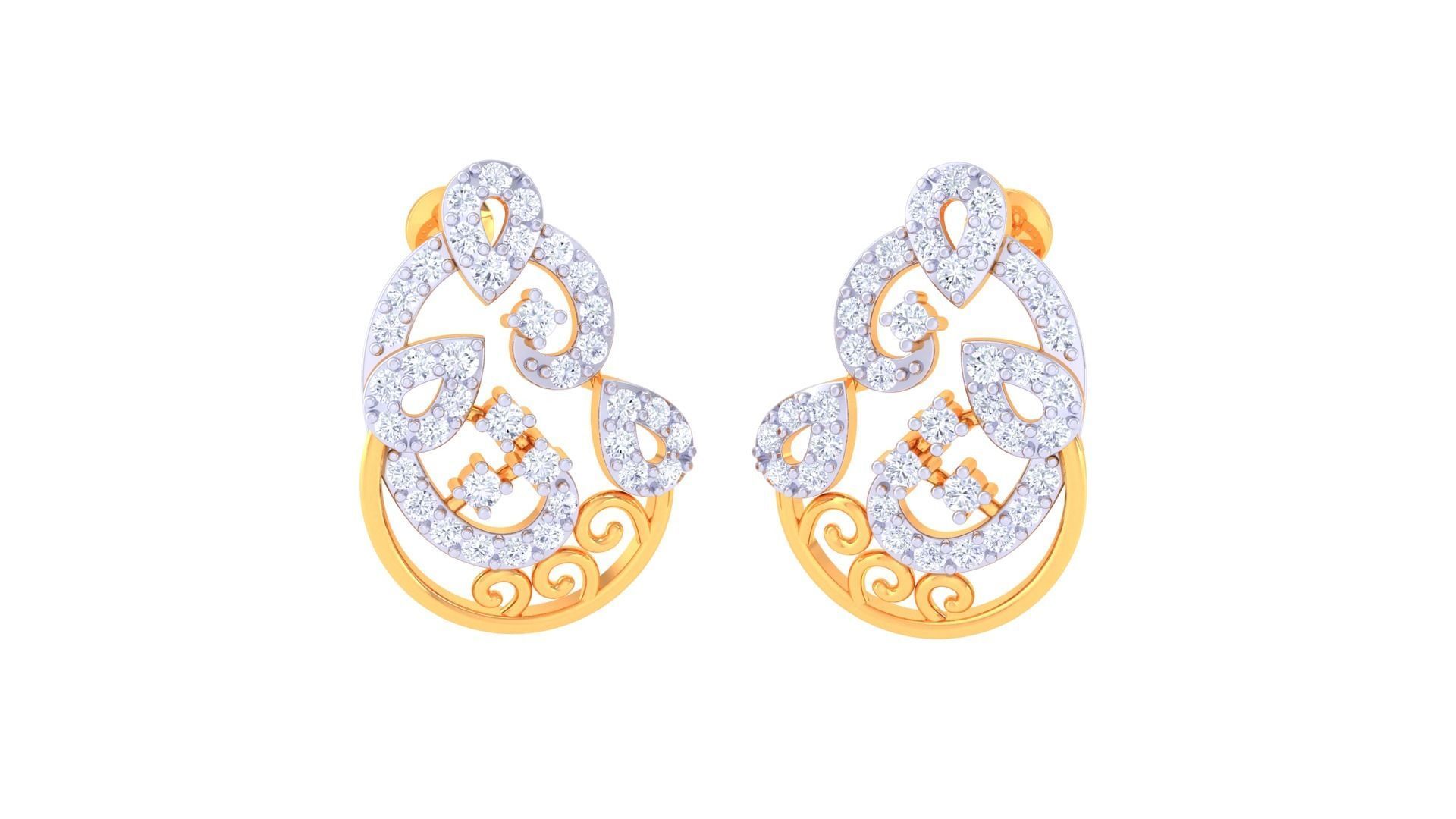 High Jewelry Diamond Studs Earrings 3dm stl 3mf obj glb gltf mtl 3D print model_1