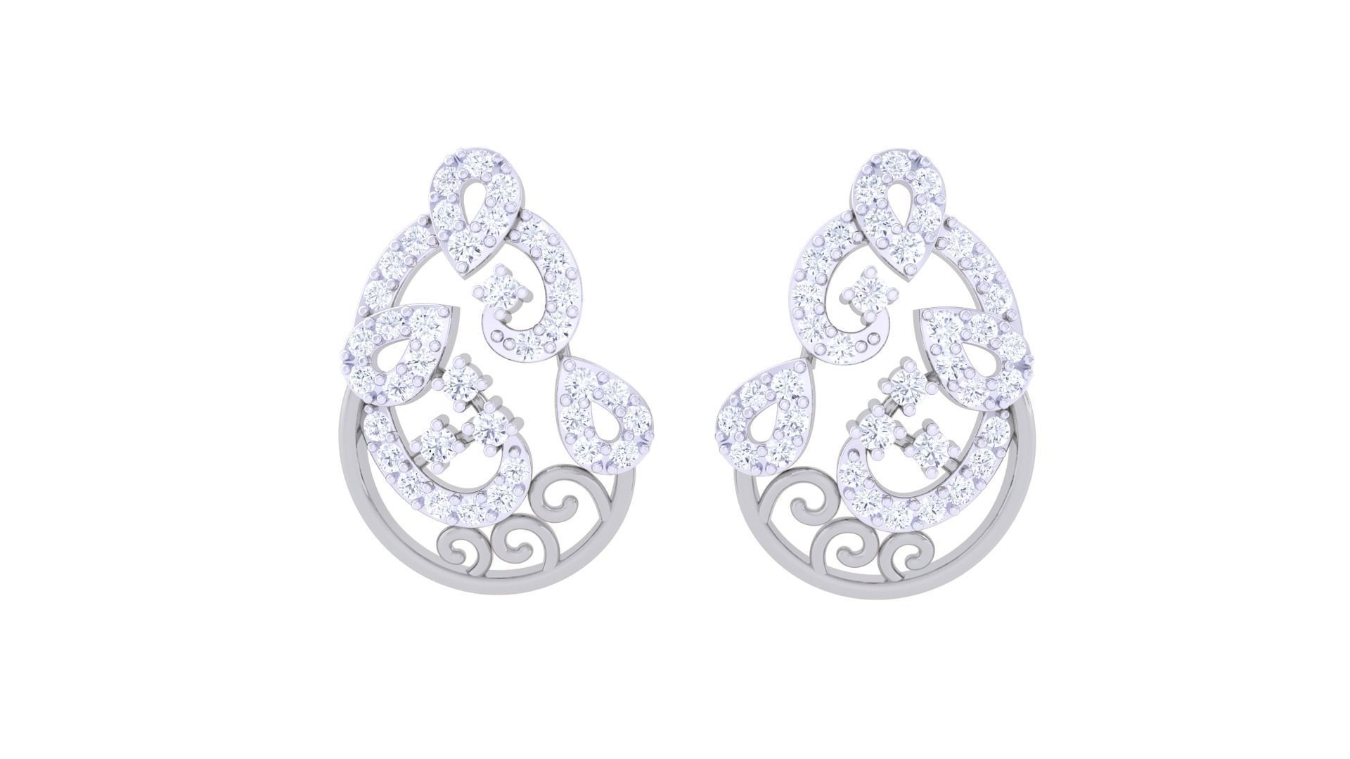 High Jewelry Diamond Studs Earrings 3dm stl 3mf obj glb gltf mtl 3D print model_5