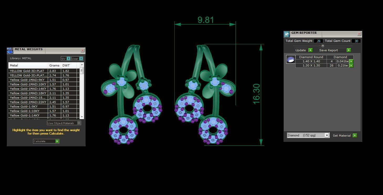 High Jewelry Diamond Studs Earrings 3dm stl 3mf obj glb gltf mtl 3D print model_3