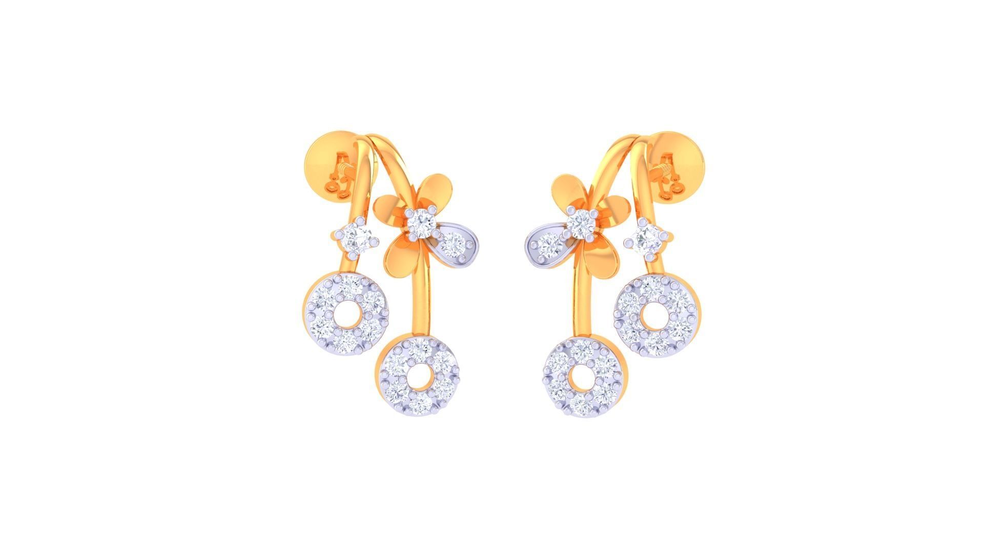 High Jewelry Diamond Studs Earrings 3dm stl 3mf obj glb gltf mtl 3D print model_1