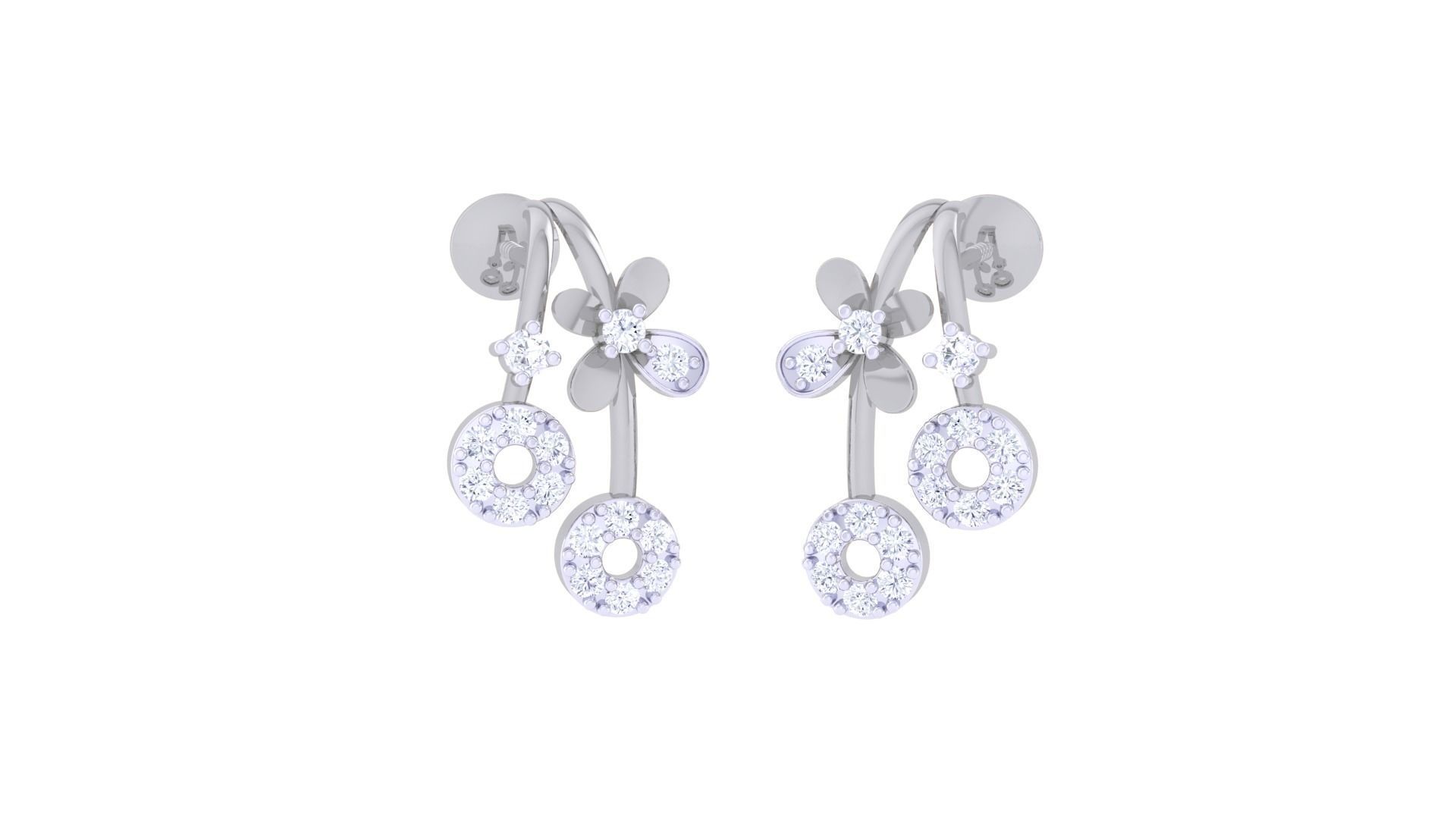 High Jewelry Diamond Studs Earrings 3dm stl 3mf obj glb gltf mtl 3D print model_4