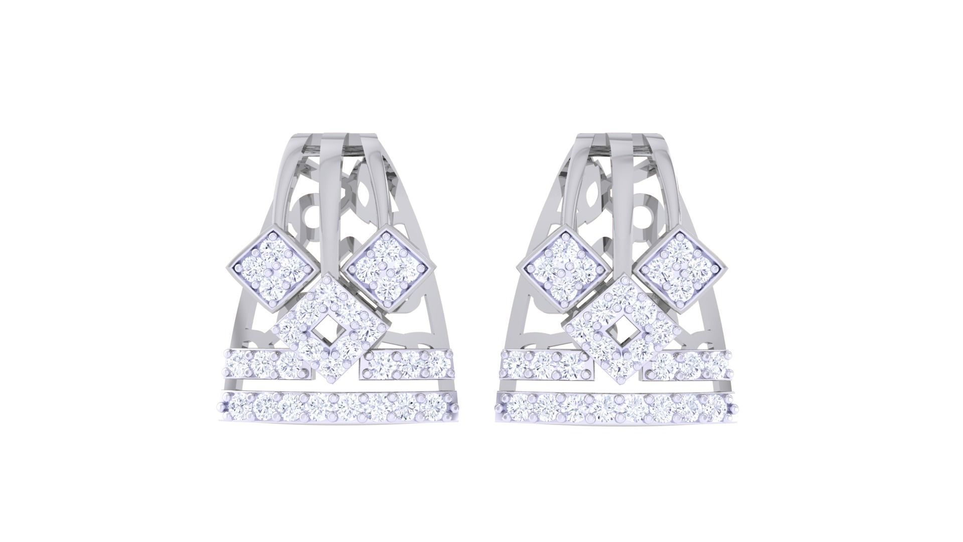 High Jewelry Diamond Studs Earrings 3dm stl 3mf obj glb gltf mtl 3D print model_6