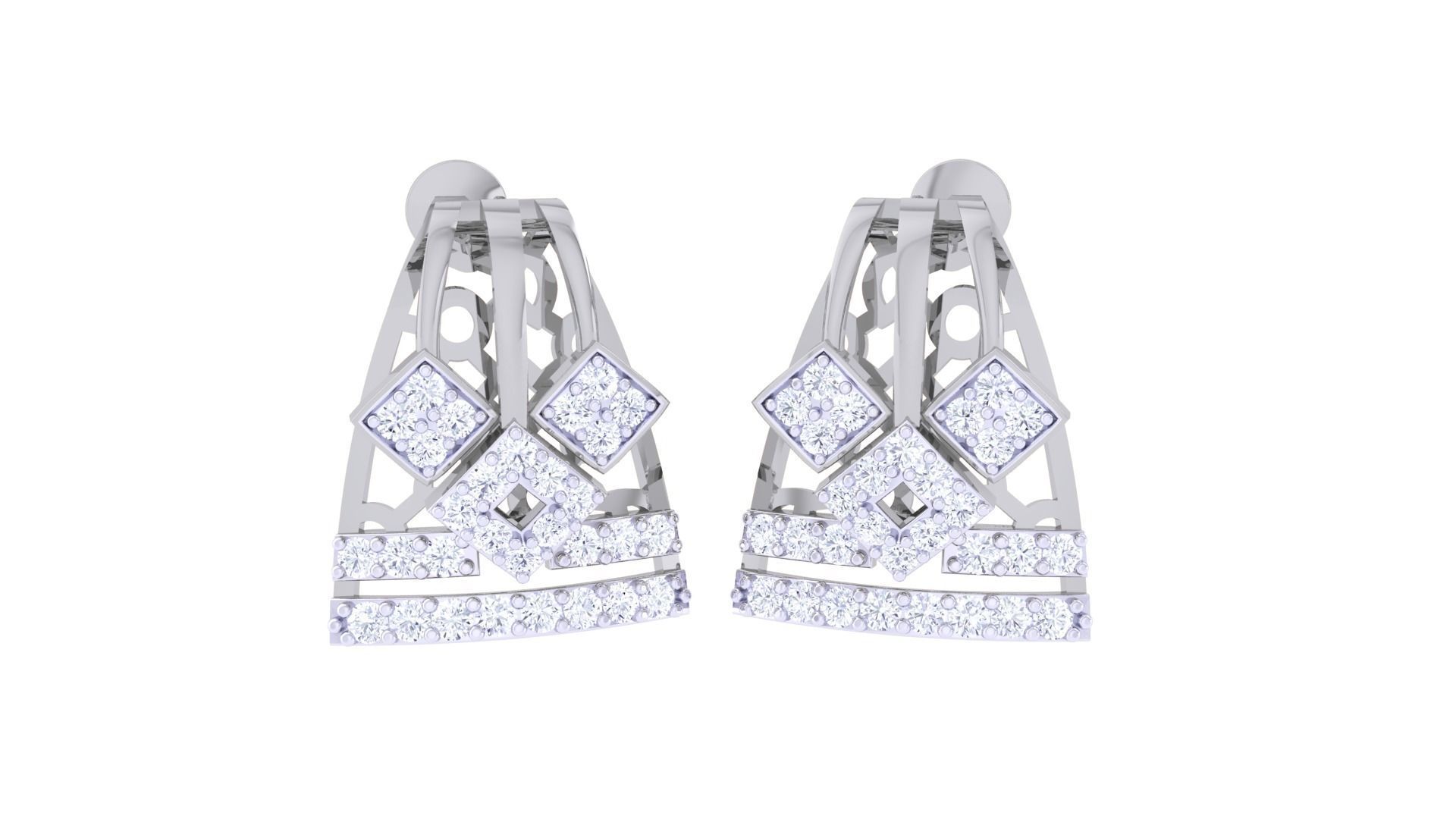 High Jewelry Diamond Studs Earrings 3dm stl 3mf obj glb gltf mtl 3D print model_2