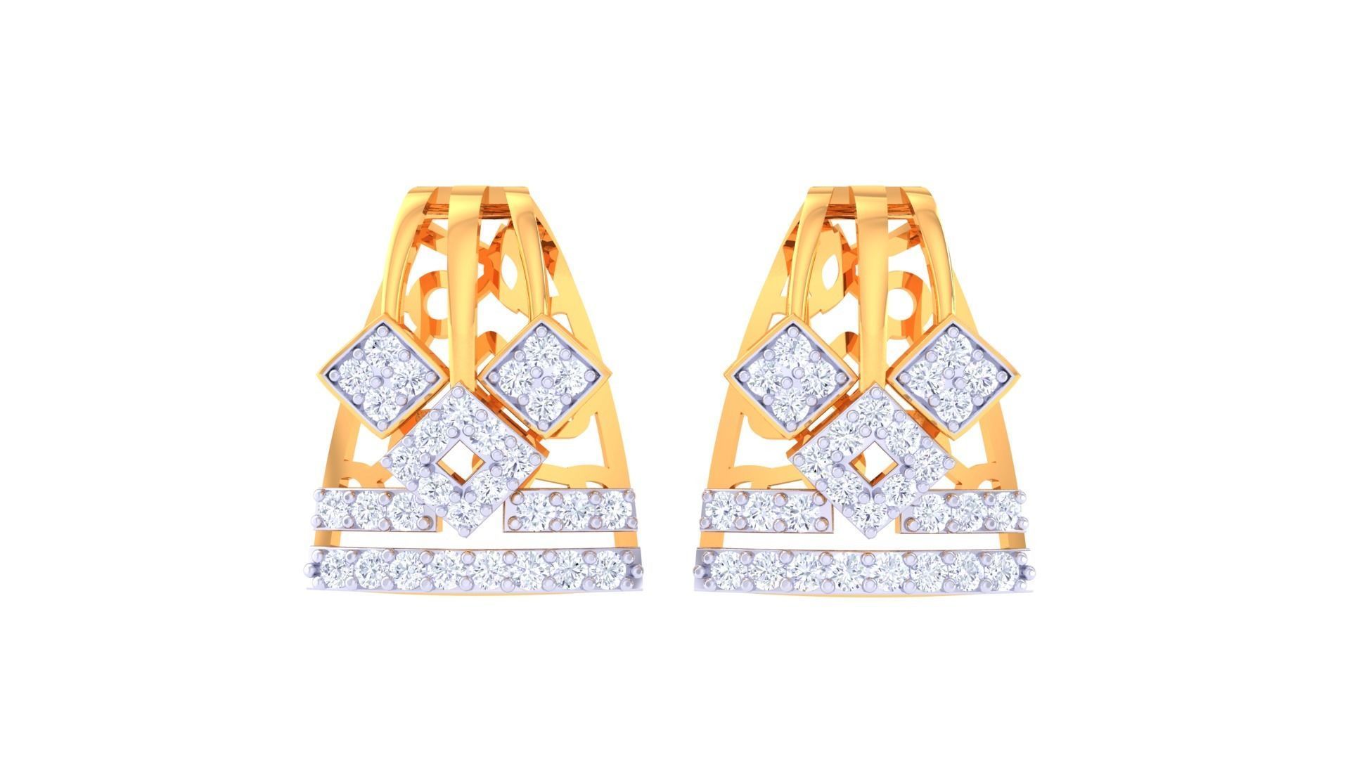 High Jewelry Diamond Studs Earrings 3dm stl 3mf obj glb gltf mtl 3D print model_5