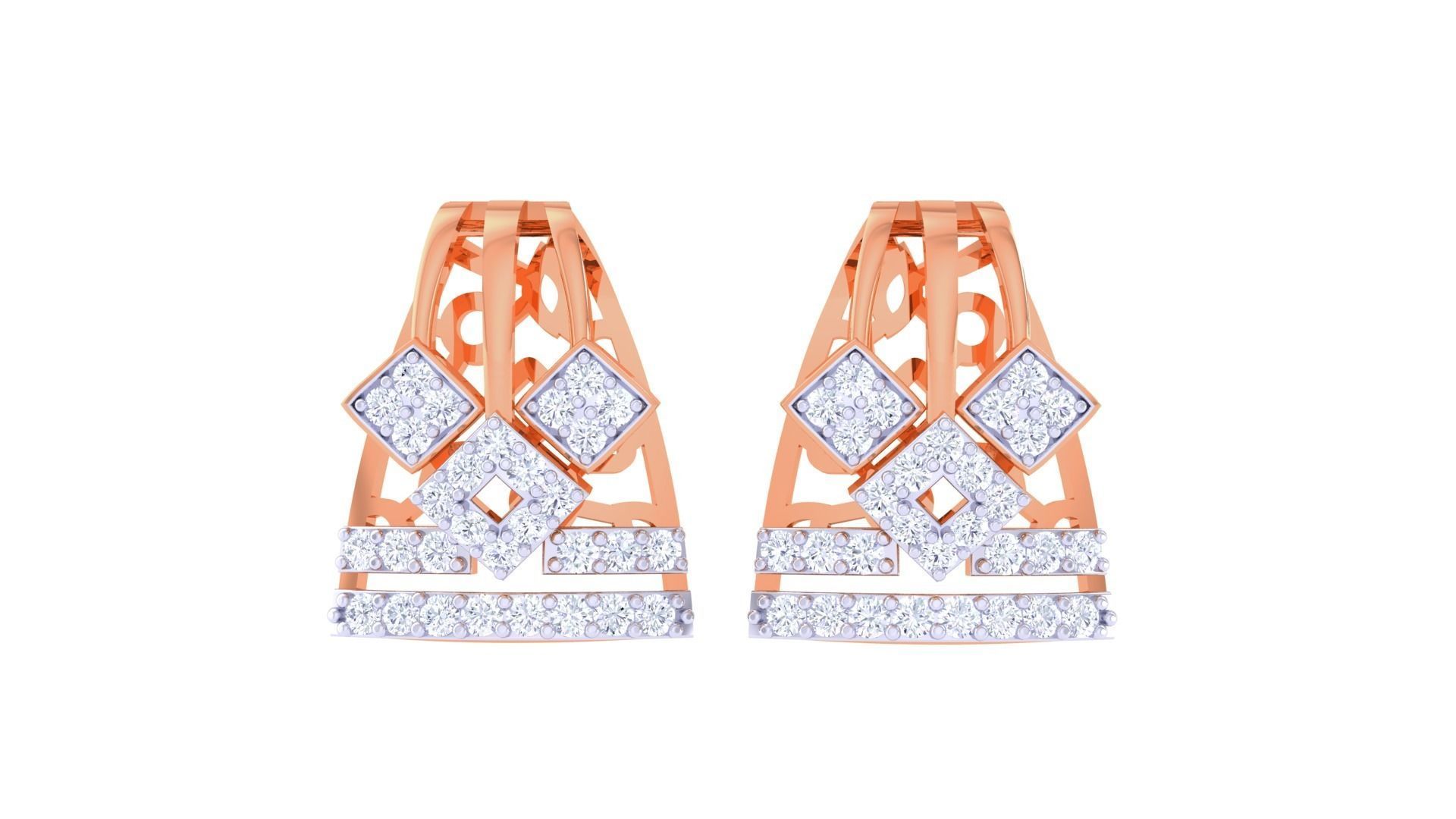 High Jewelry Diamond Studs Earrings 3dm stl 3mf obj glb gltf mtl 3D print model_7