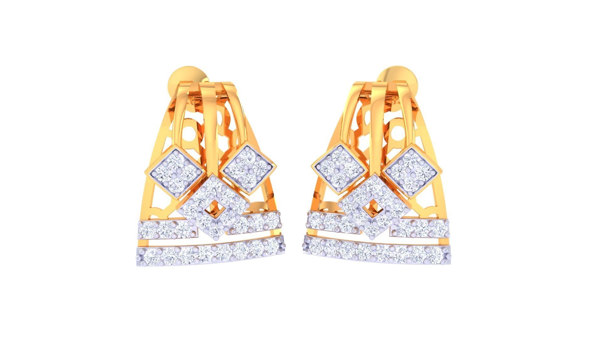 High Jewelry Diamond Studs Earrings 3dm stl 3mf obj glb gltf mtl 3D print model_1