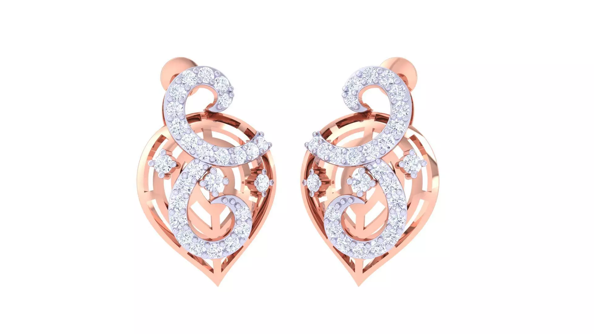 High Jewelry Diamond Studs Earrings 3dm stl 3mf obj glb gltf mtl 3D print model_0