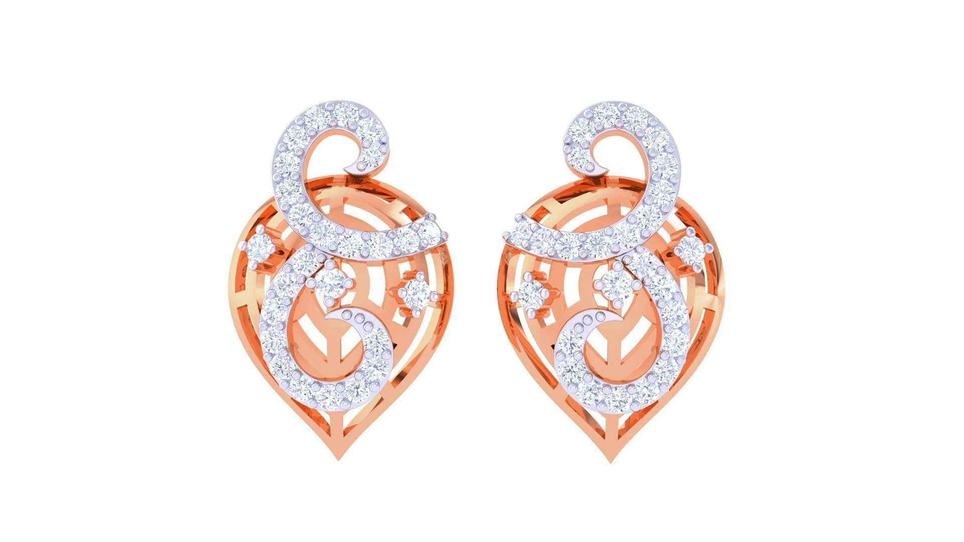 High Jewelry Diamond Studs Earrings 3dm stl 3mf obj glb gltf mtl 3D print model_7