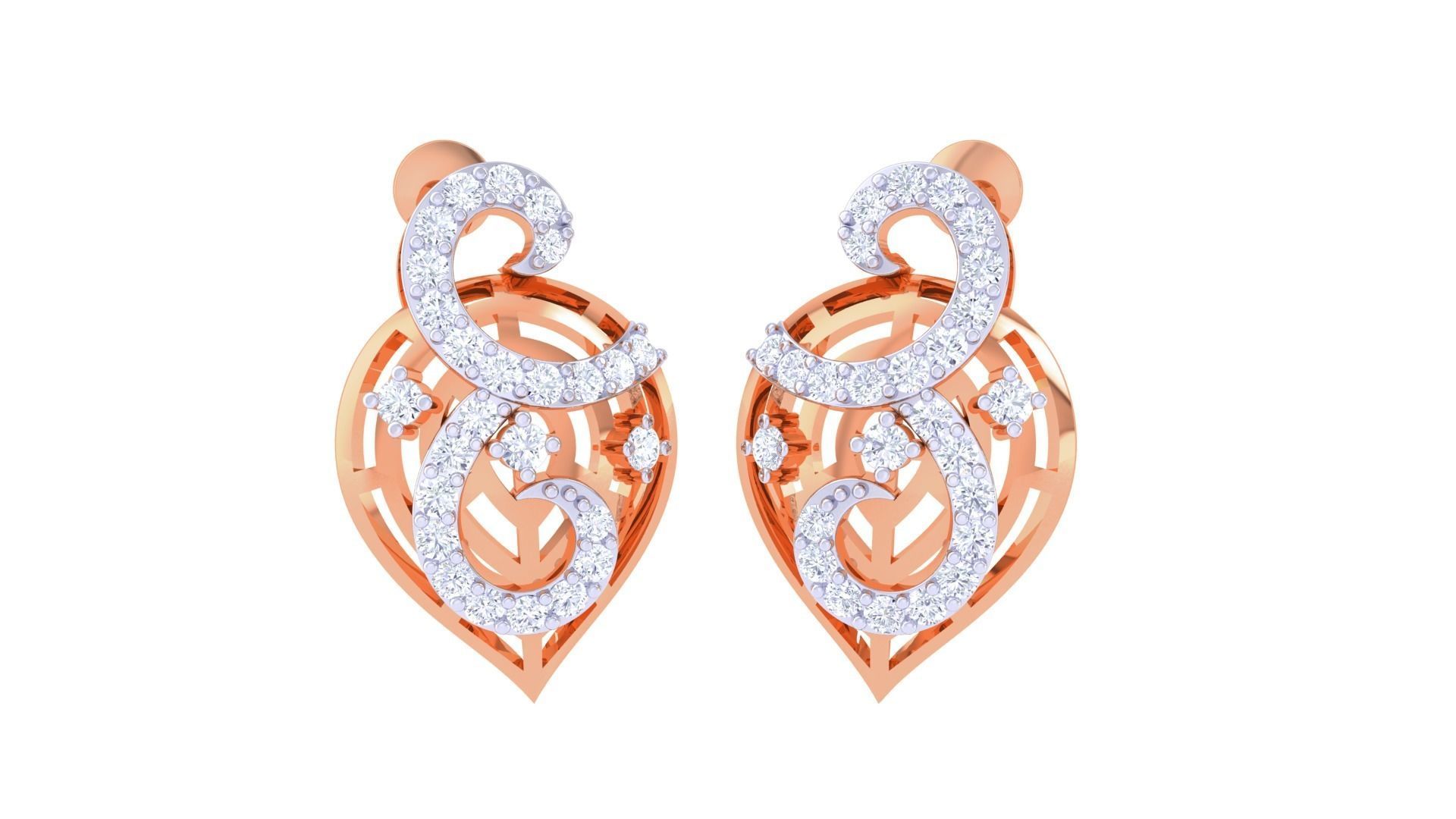 High Jewelry Diamond Studs Earrings 3dm stl 3mf obj glb gltf mtl 3D print model_2