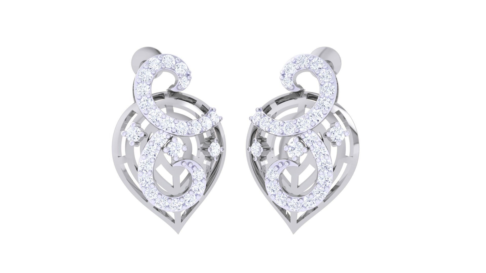 High Jewelry Diamond Studs Earrings 3dm stl 3mf obj glb gltf mtl 3D print model_4