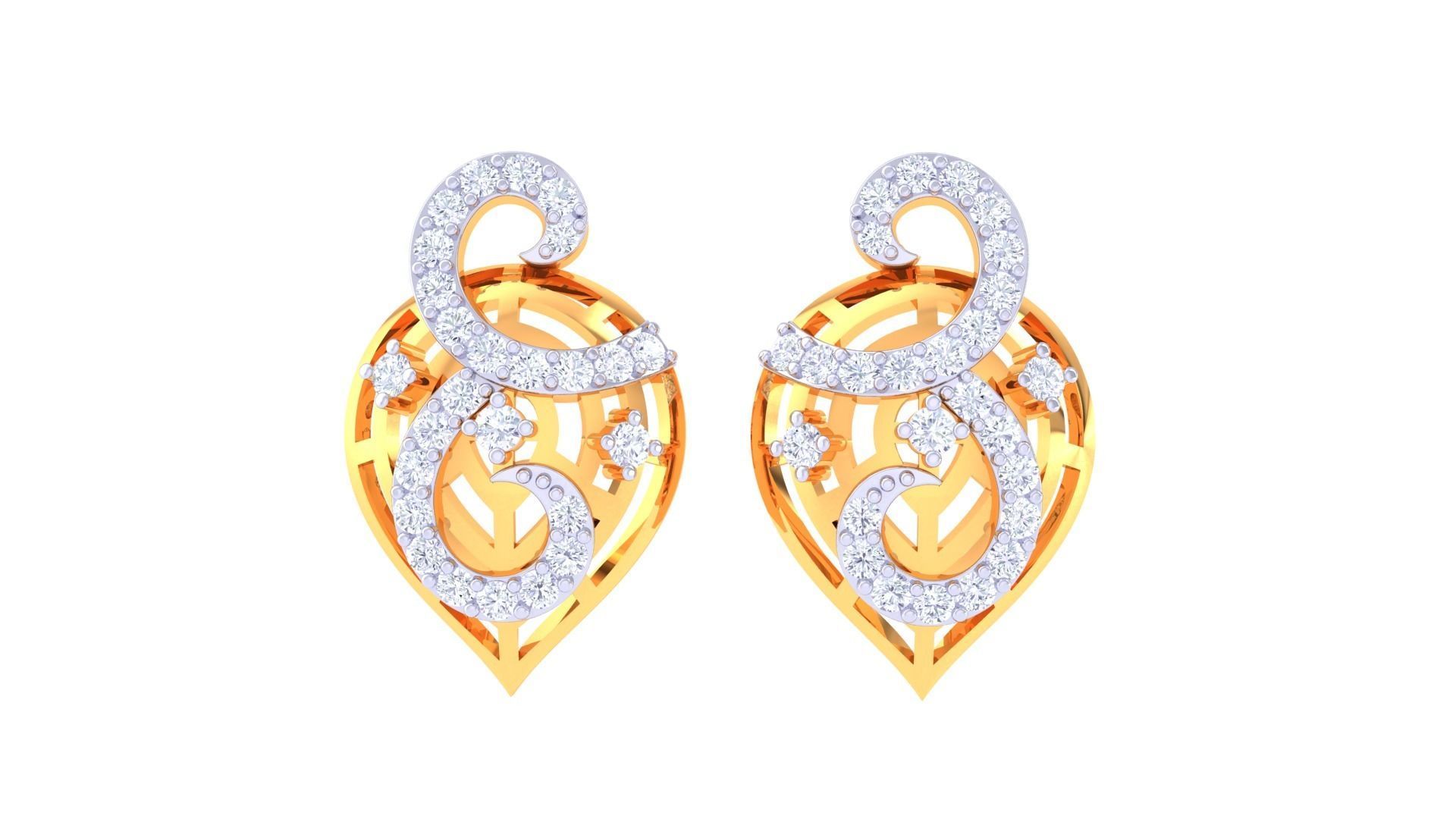 High Jewelry Diamond Studs Earrings 3dm stl 3mf obj glb gltf mtl 3D print model_5