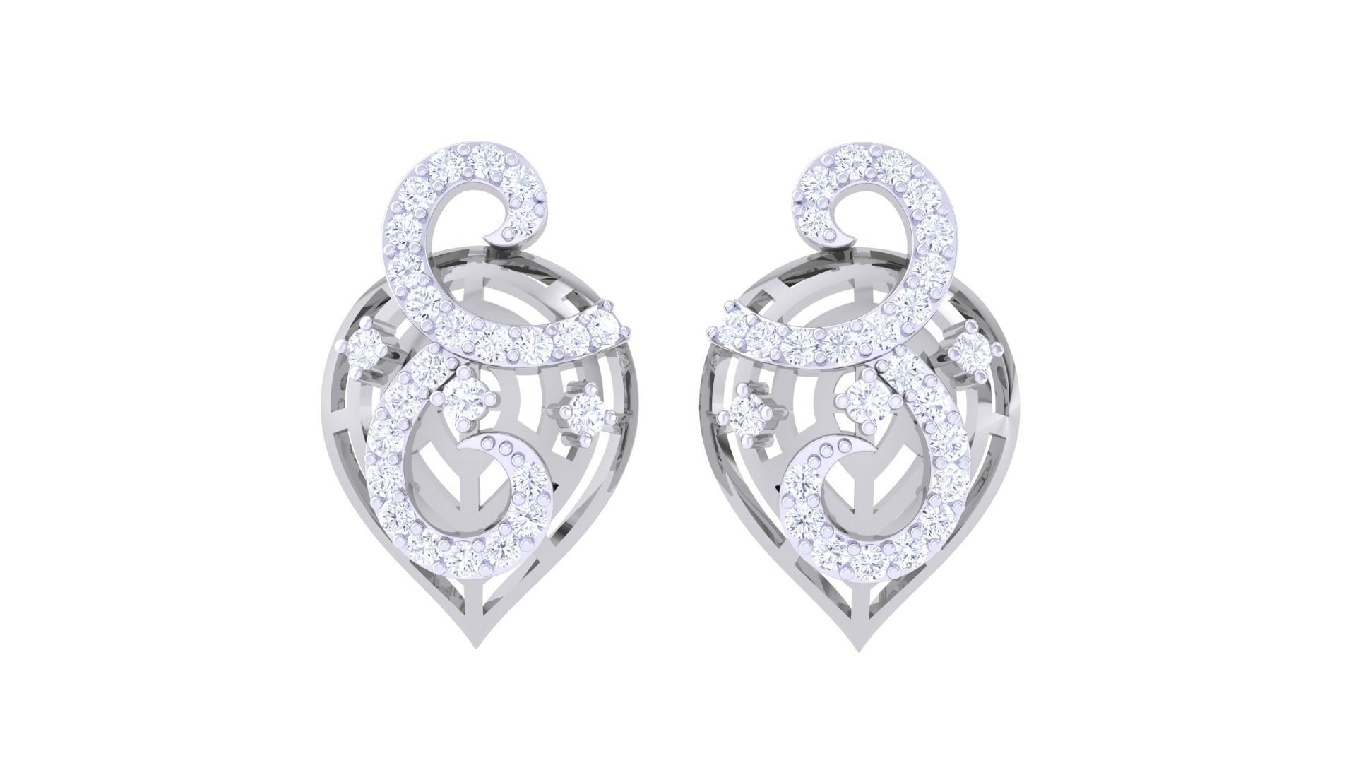 High Jewelry Diamond Studs Earrings 3dm stl 3mf obj glb gltf mtl 3D print model_6