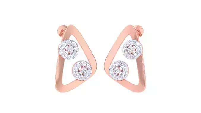 Triangle High Jewelry Diamond Studs Earrings 3dm stl 3mf obj glb