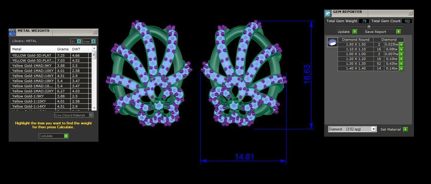 High Jewelry Diamond Studs Earrings 3dm stl 3mf obj glb gltf mtl 3D print model_3