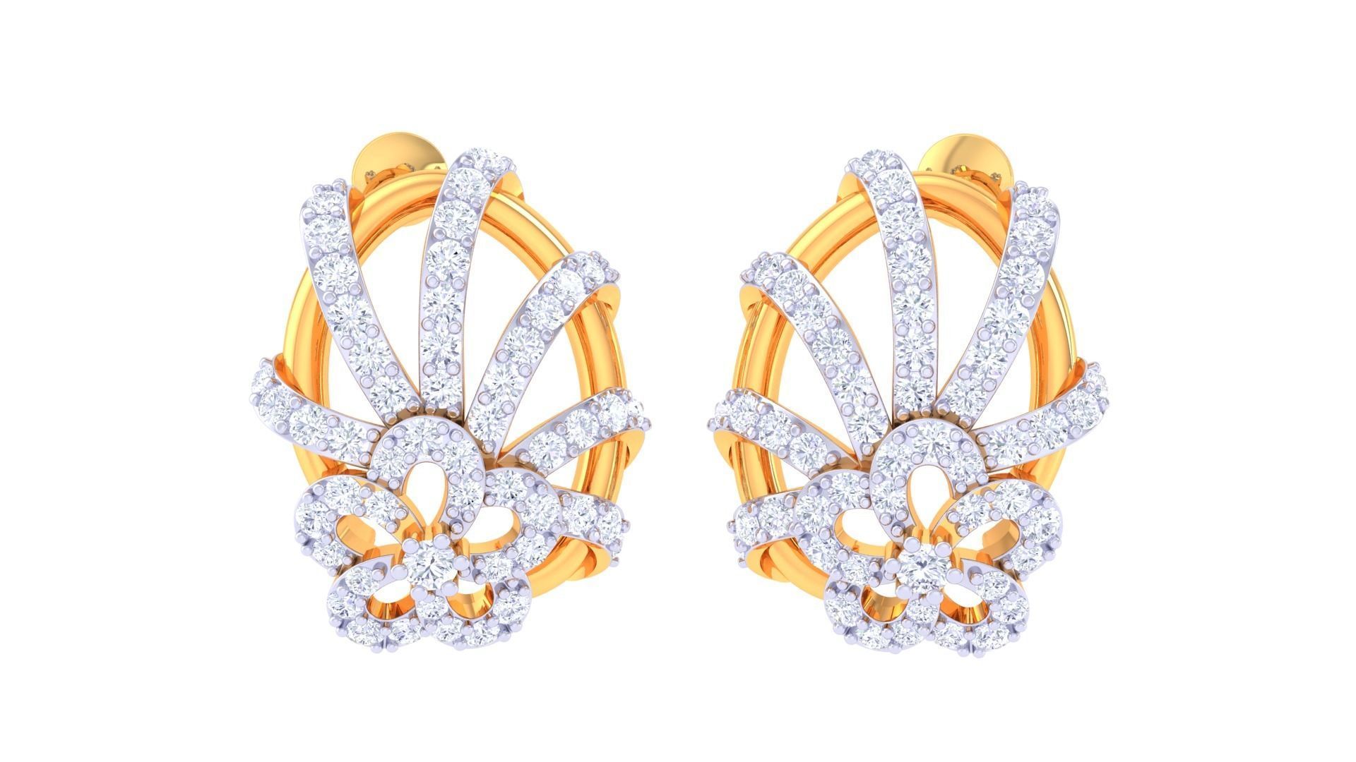 High Jewelry Diamond Studs Earrings 3dm stl 3mf obj glb gltf mtl 3D print model_1