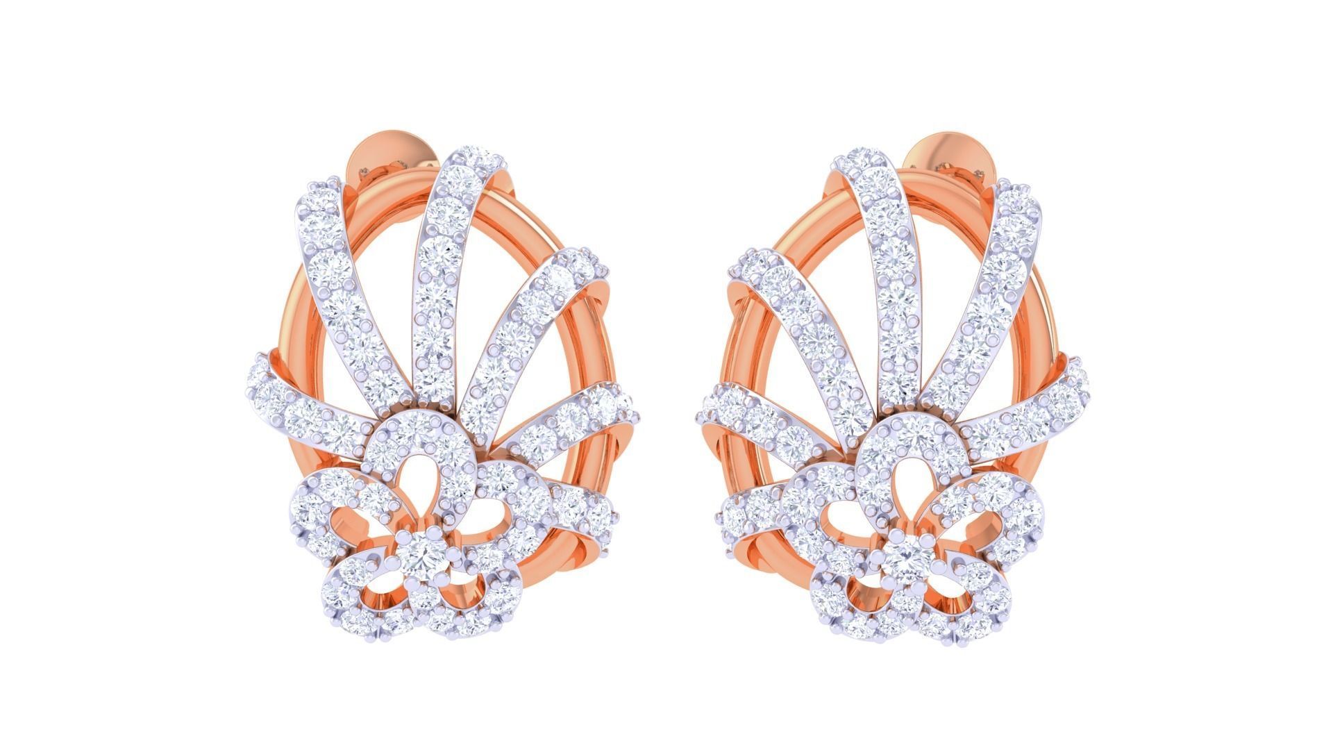 High Jewelry Diamond Studs Earrings 3dm stl 3mf obj glb gltf mtl 3D print model_4