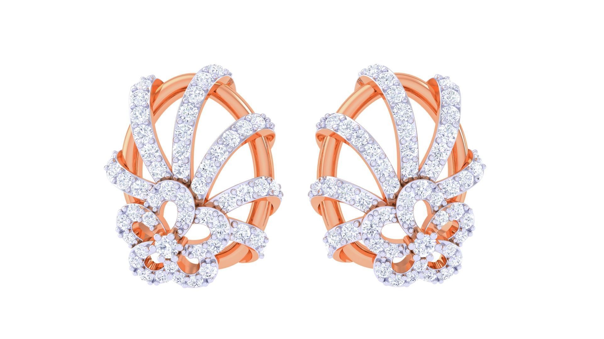 High Jewelry Diamond Studs Earrings 3dm stl 3mf obj glb gltf mtl 3D print model_6