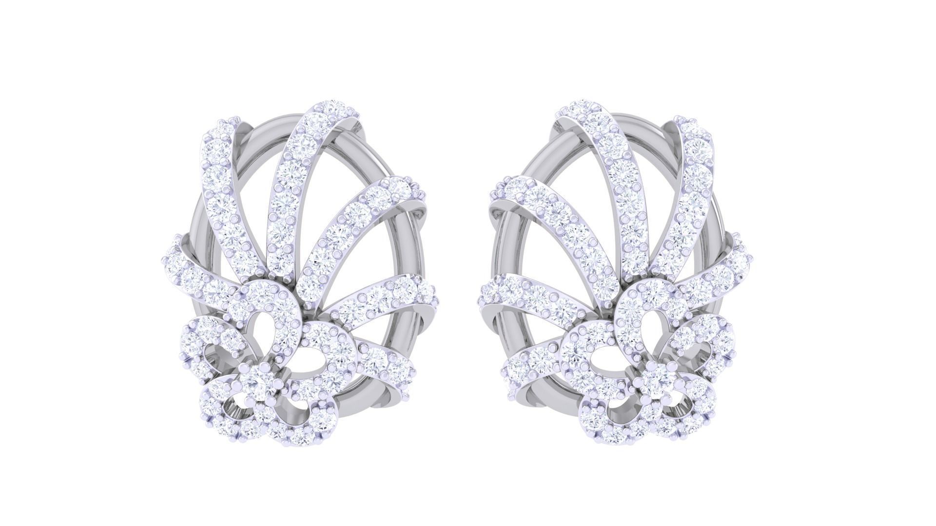 High Jewelry Diamond Studs Earrings 3dm stl 3mf obj glb gltf mtl 3D print model_7