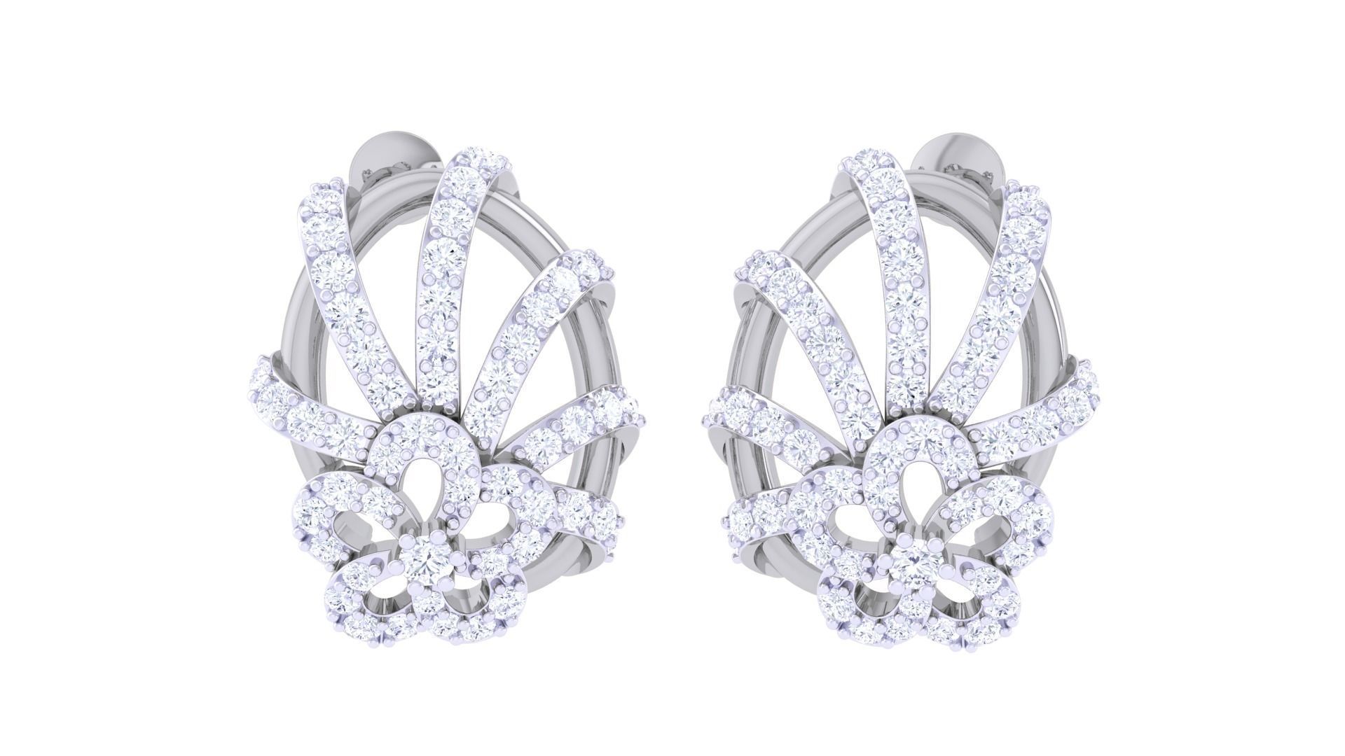 High Jewelry Diamond Studs Earrings 3dm stl 3mf obj glb gltf mtl 3D print model_2