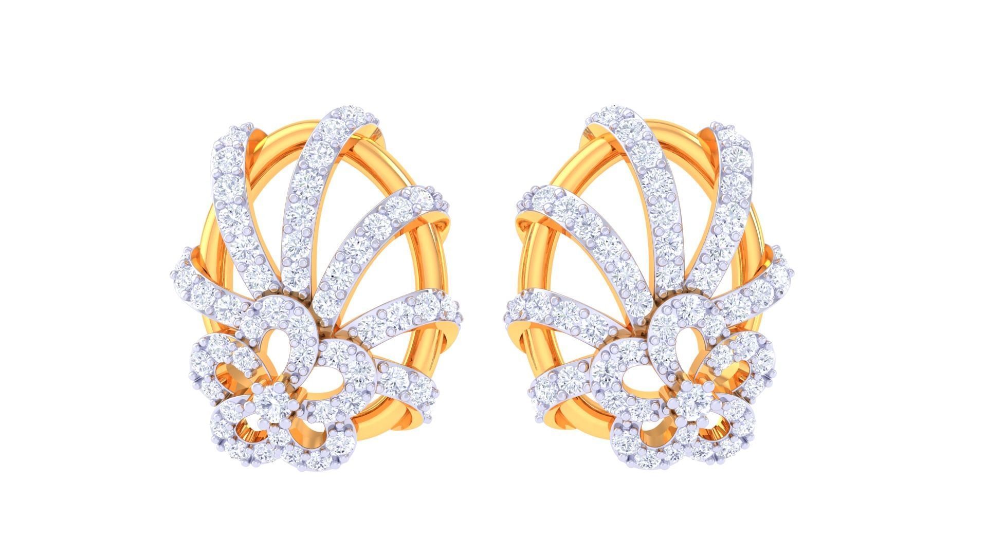 High Jewelry Diamond Studs Earrings 3dm stl 3mf obj glb gltf mtl 3D print model_5