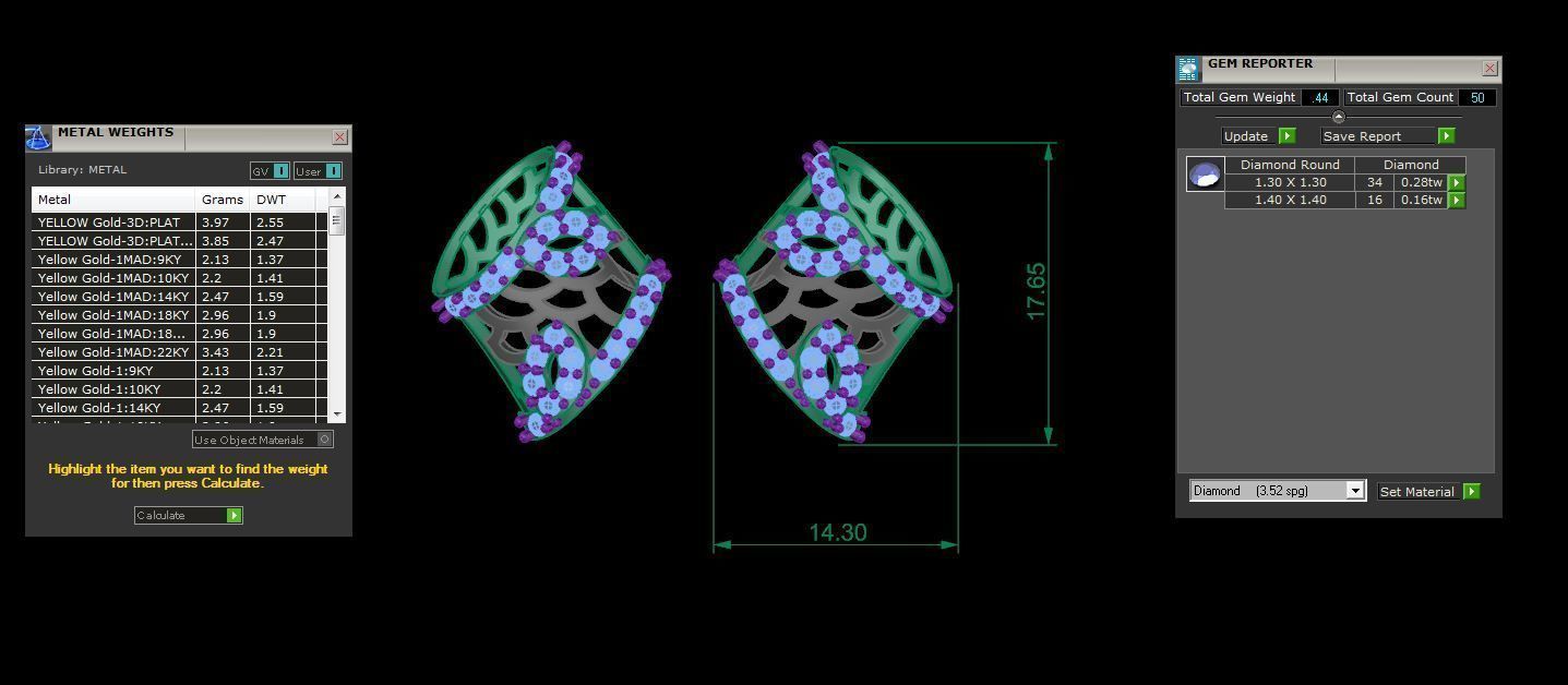 High Jewelry Diamond Studs Earrings 3dm stl 3mf obj glb gltf mtl 3D print model_3