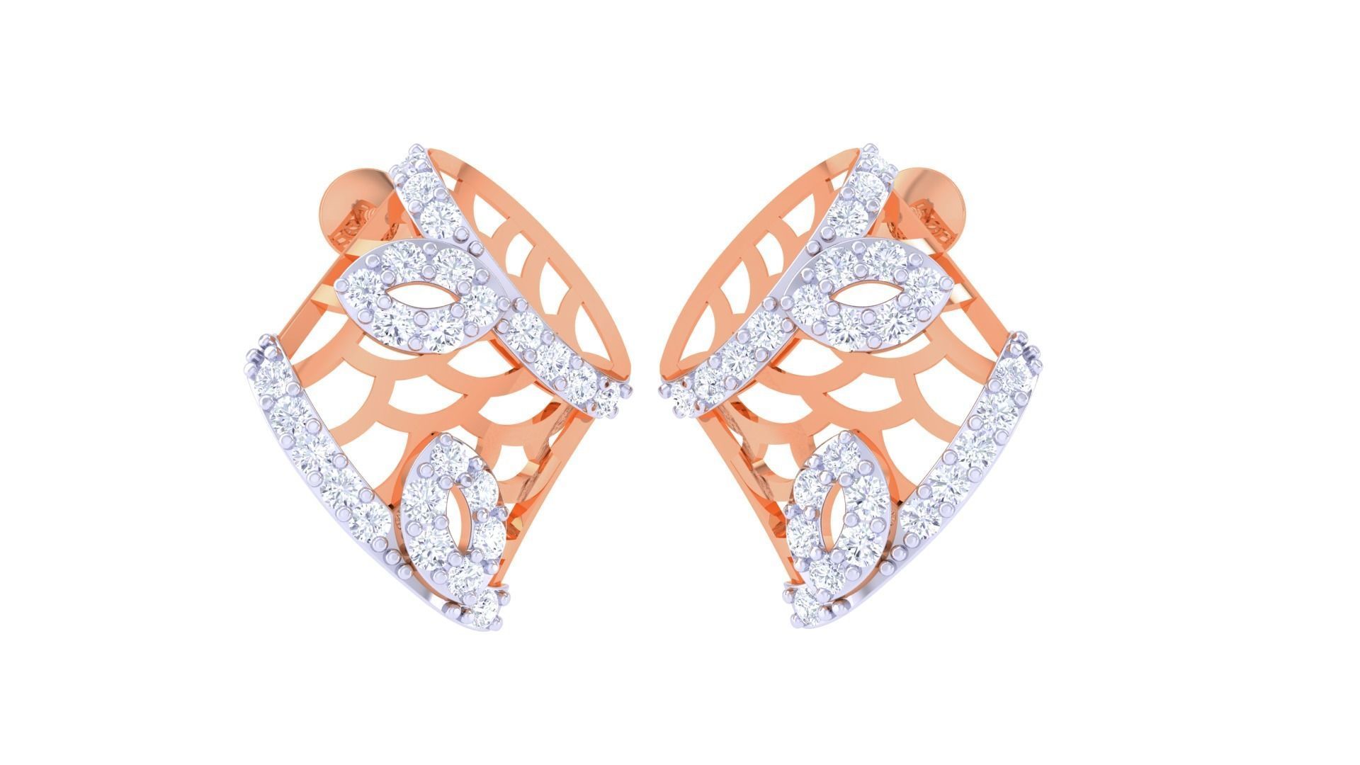 High Jewelry Diamond Studs Earrings 3dm stl 3mf obj glb gltf mtl 3D print model_2