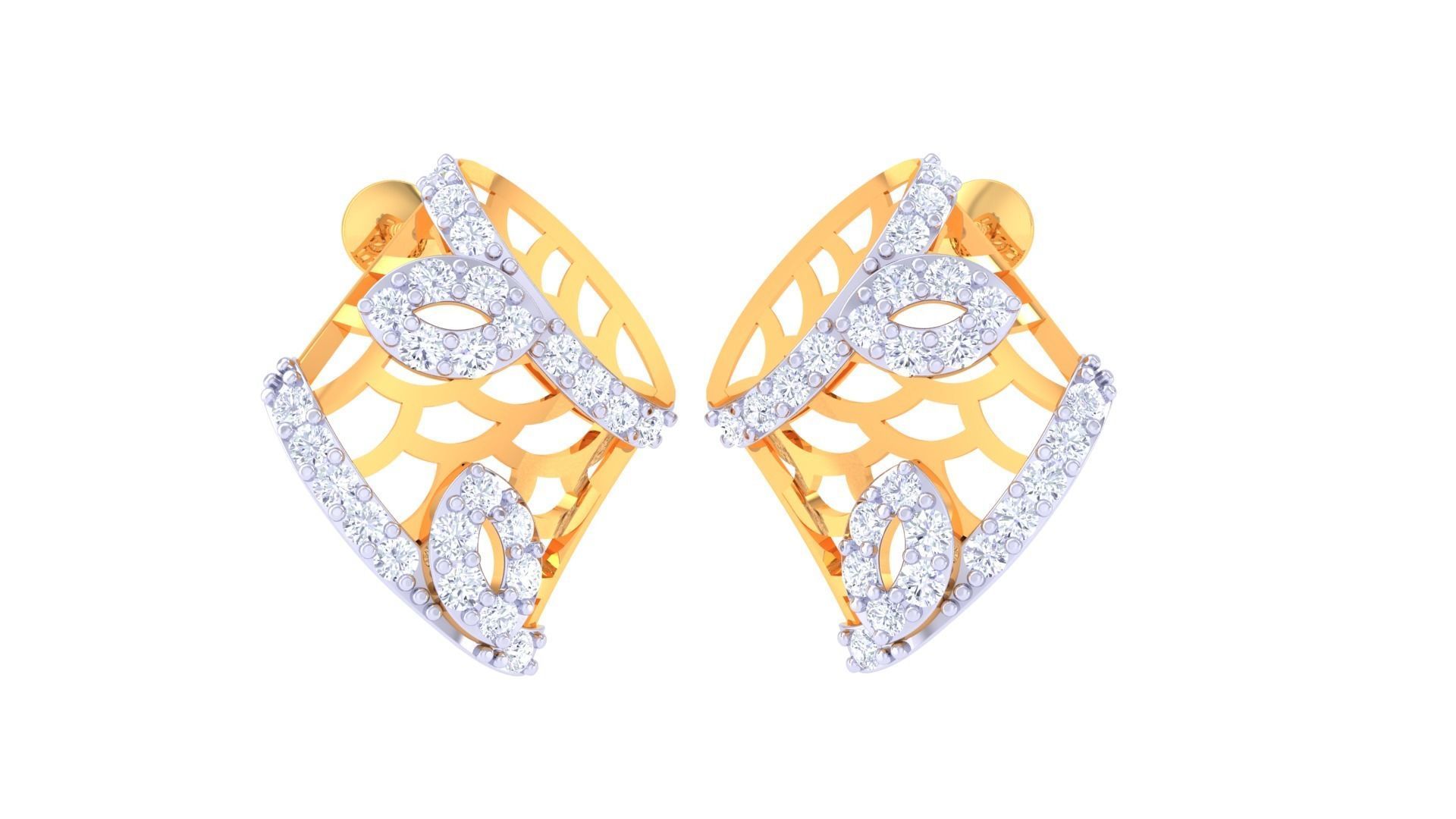 High Jewelry Diamond Studs Earrings 3dm stl 3mf obj glb gltf mtl 3D print model_1